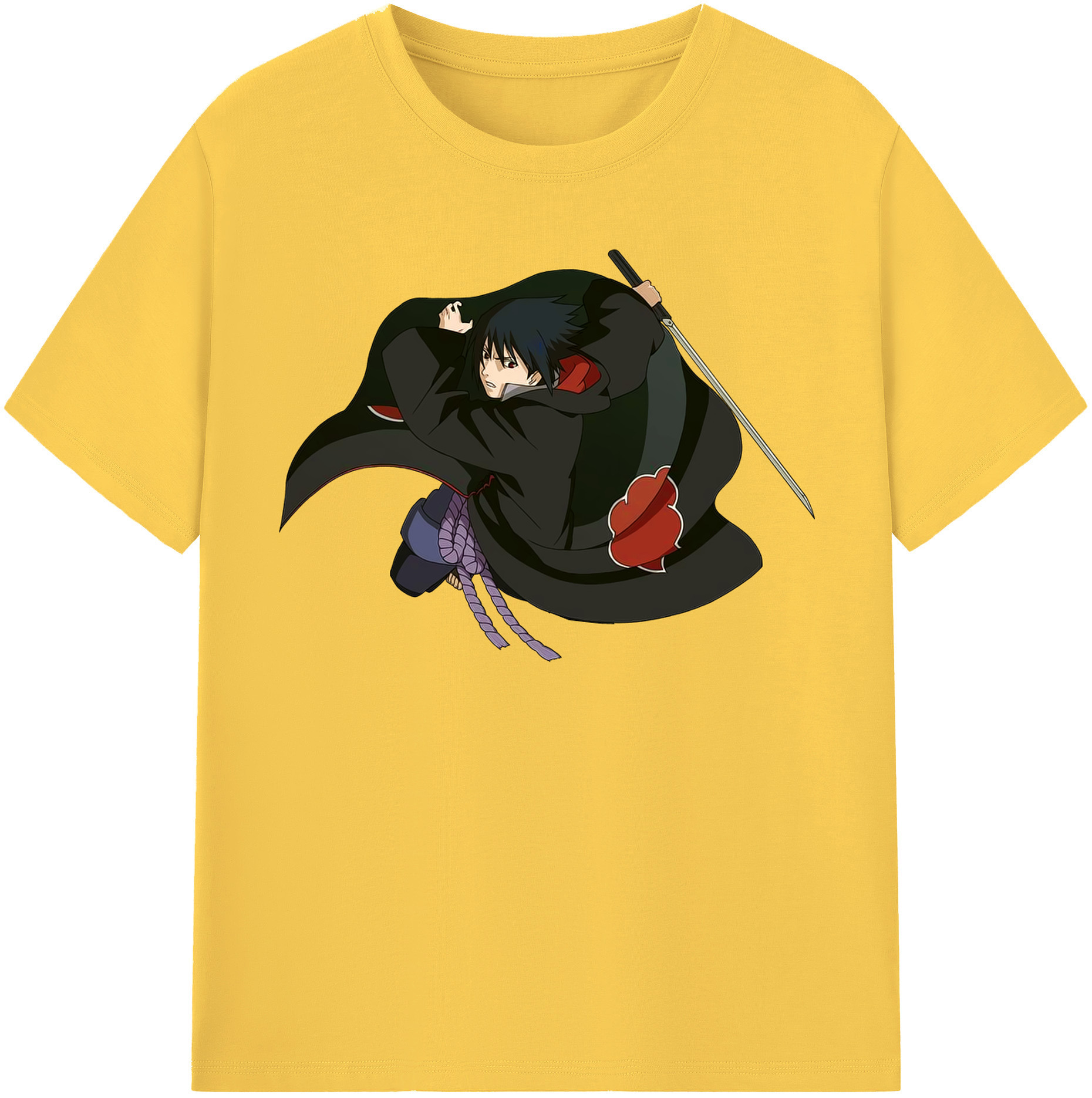 （画像用） NARUTO -ナルト- うちは サスケ Uchiha Sasuke 綿100％半袖Tシャツ（フロントプリント）