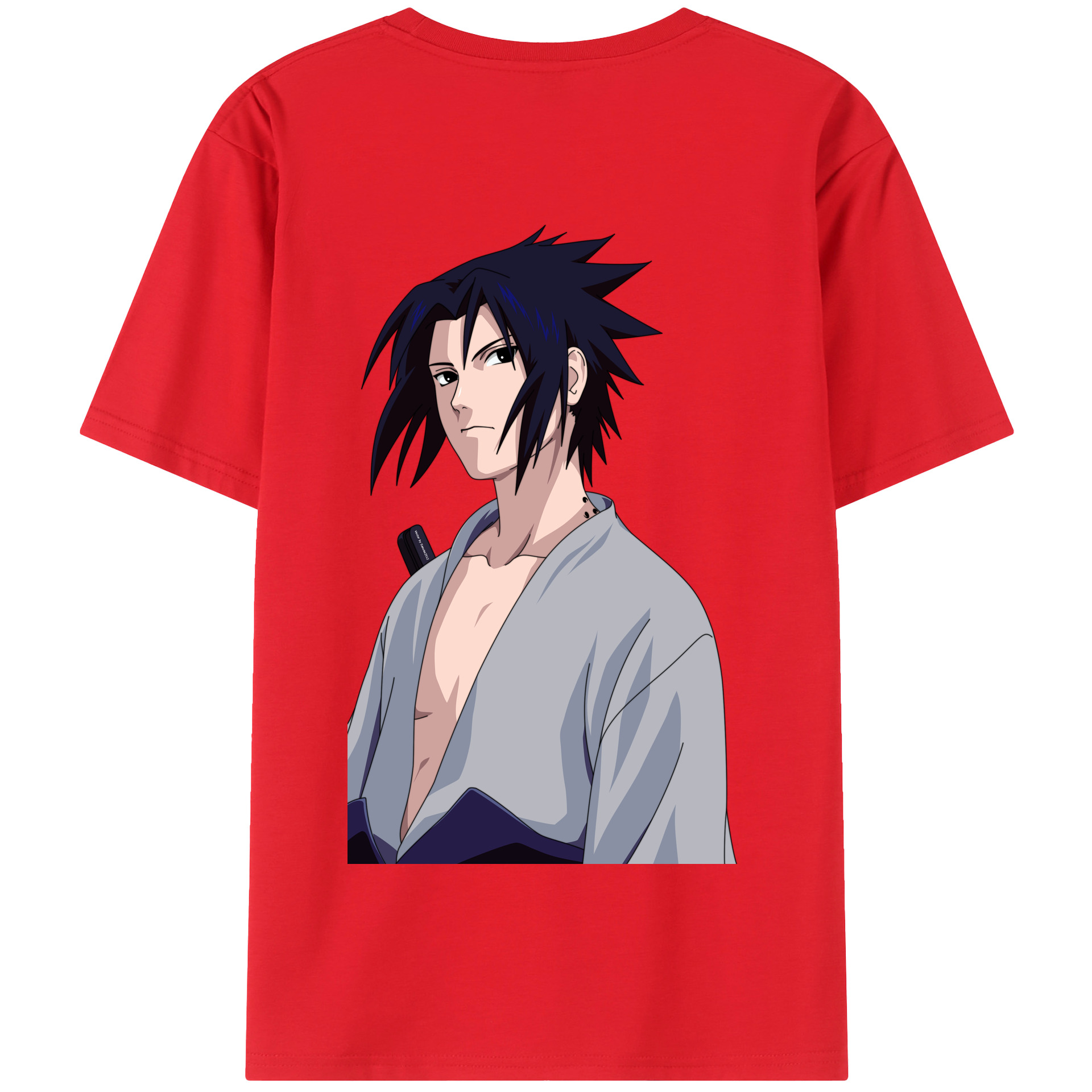 （画像用） NARUTO -ナルト- うちは サスケ Uchiha Sasuke 綿100％半袖Tシャツ（背面プリント）
