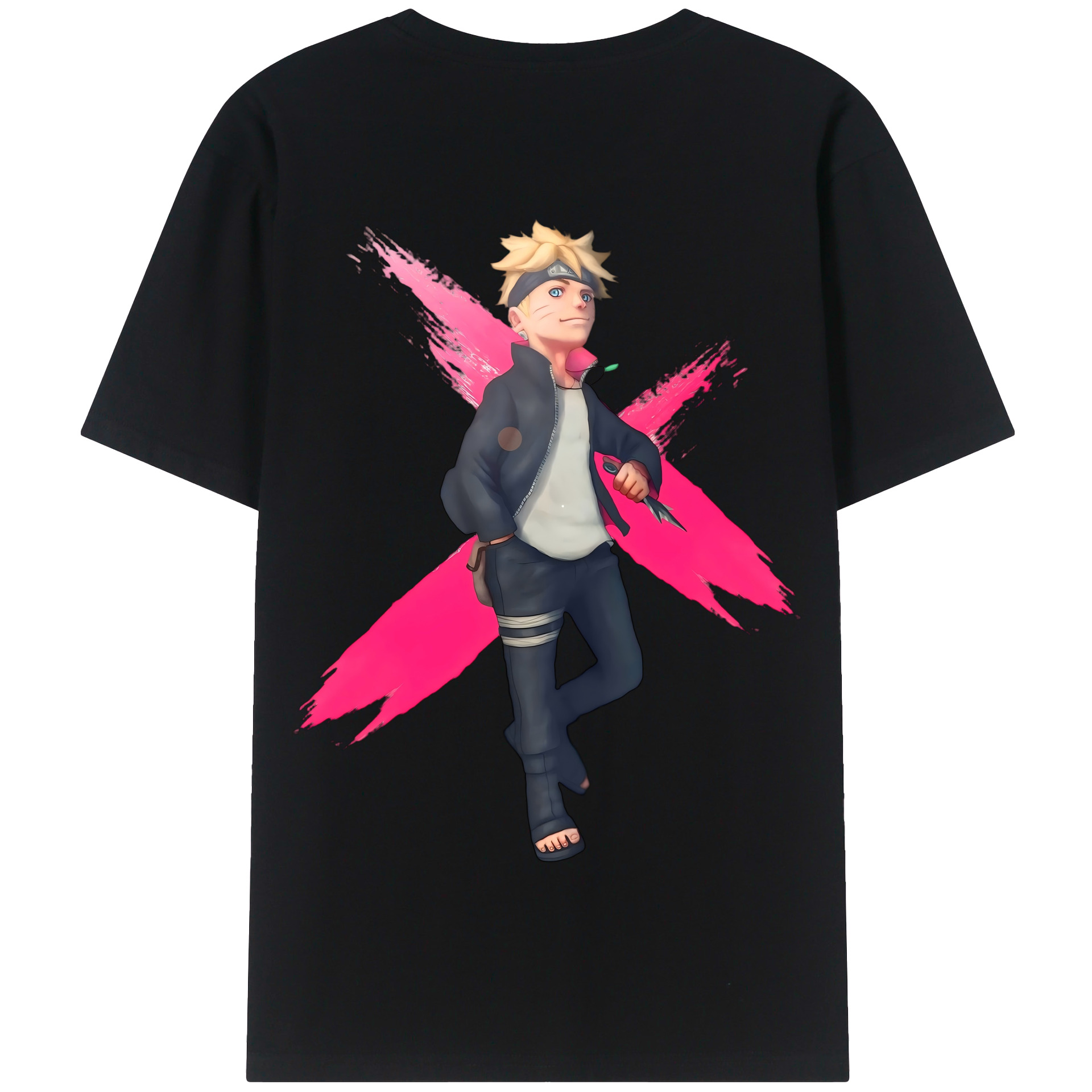 （画像用） NARUTO -ナルト- うずまき ボルト Uzumaki Boruto 綿100％半袖Tシャツ（背面プリント）