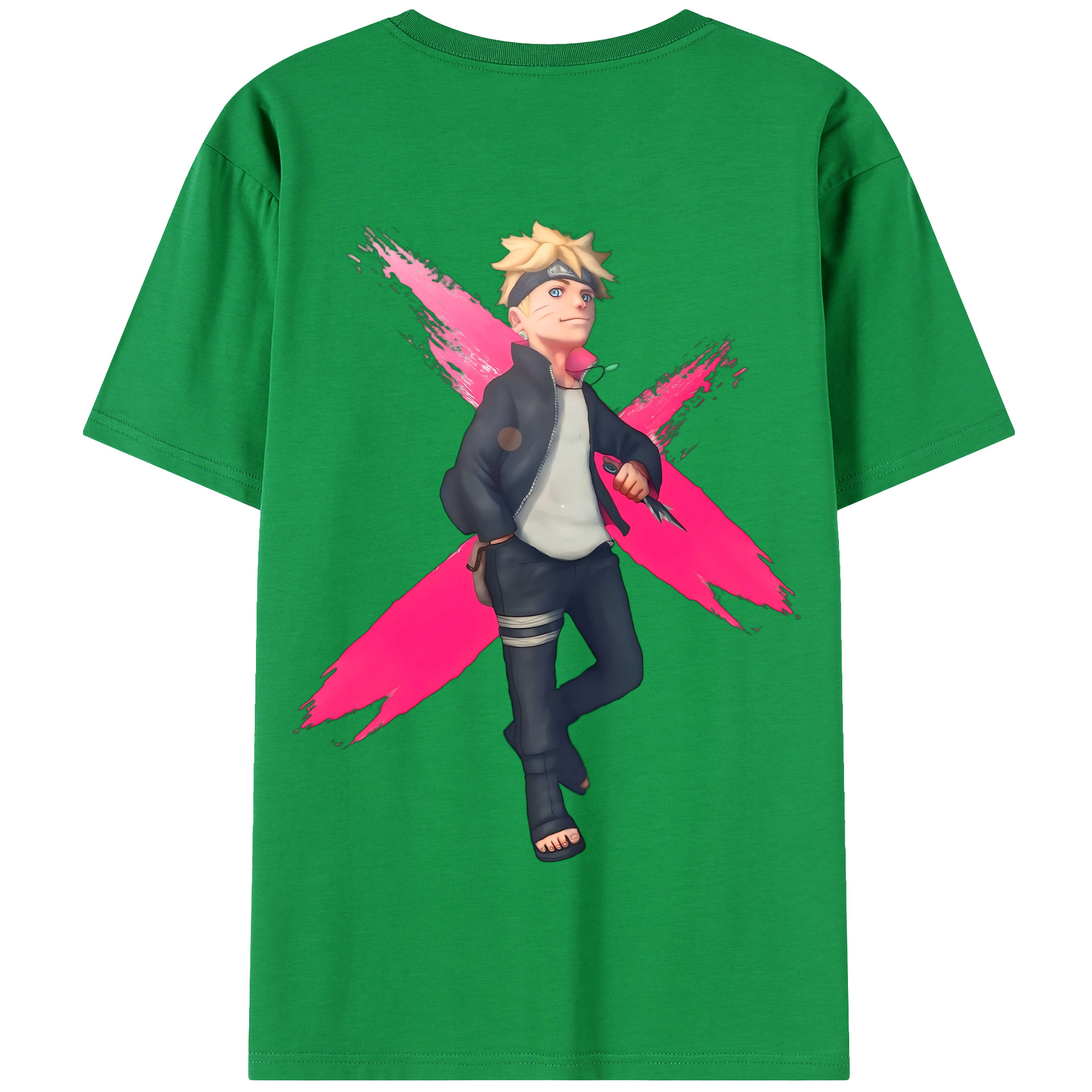 （画像用） NARUTO -ナルト- うずまき ボルト Uzumaki Boruto 綿100％半袖Tシャツ（背面プリント）