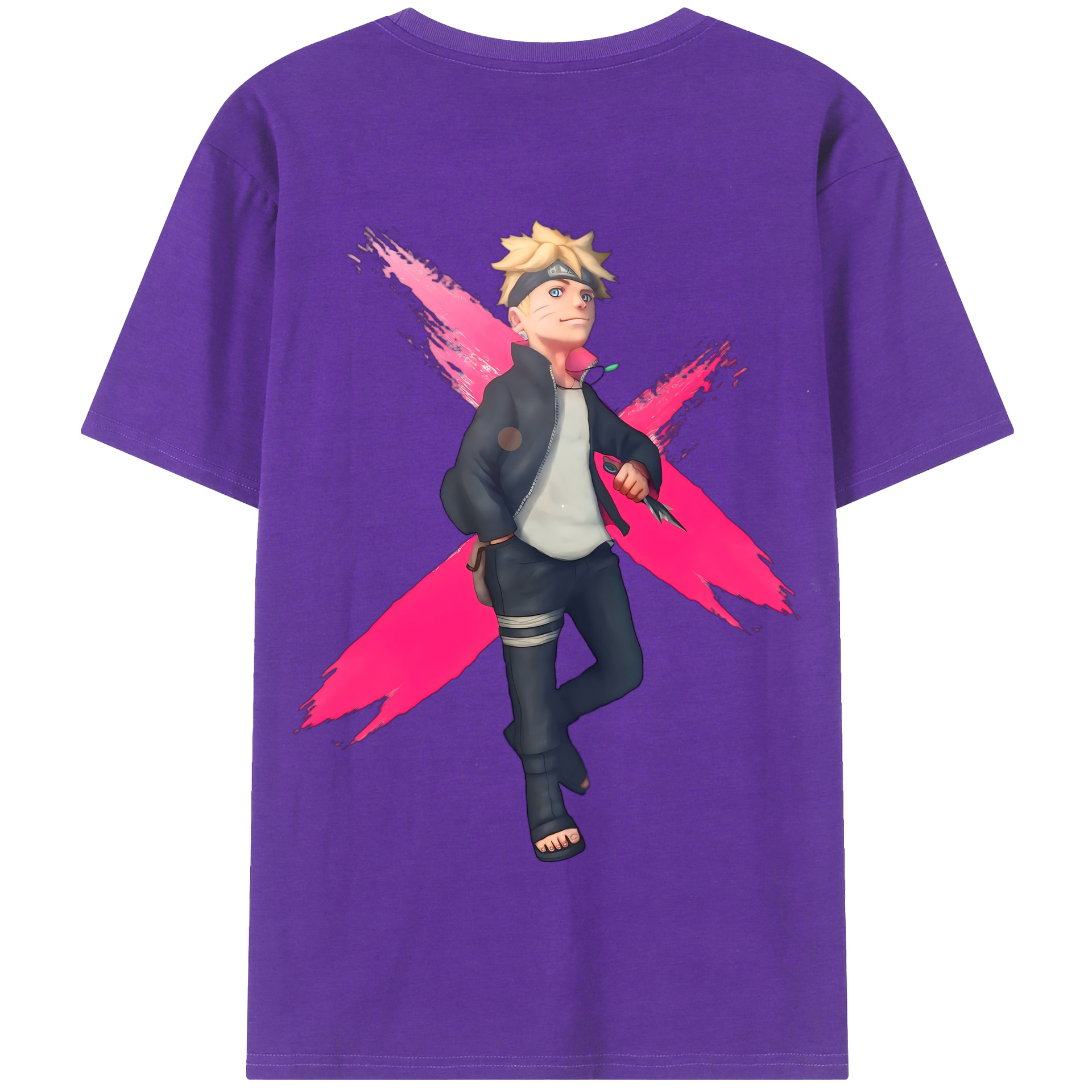 （画像用） NARUTO -ナルト- うずまき ボルト Uzumaki Boruto 綿100％半袖Tシャツ（背面プリント）