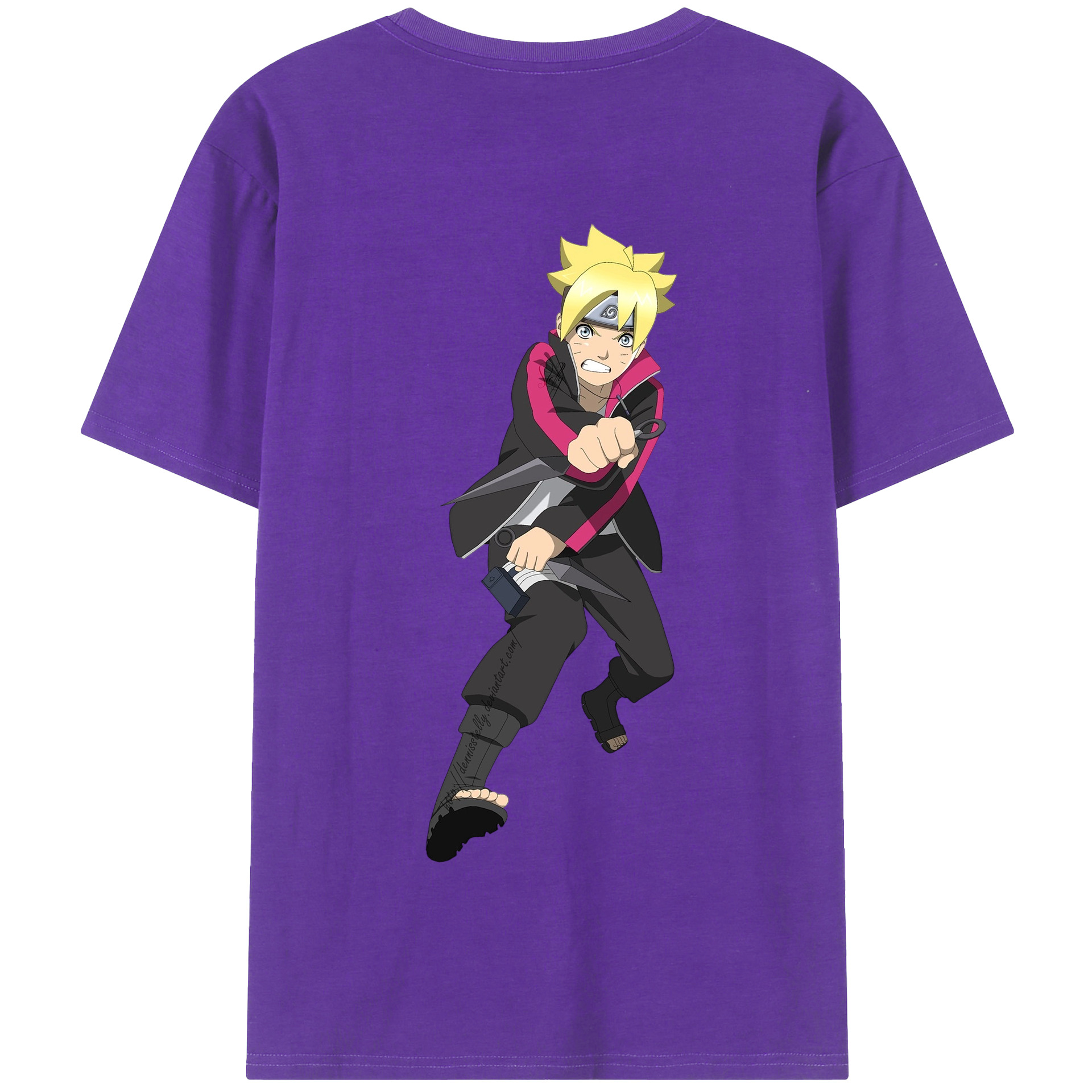 （画像用） NARUTO -ナルト- うずまき ボルト Uzumaki Boruto 綿100％半袖Tシャツ（背面プリント）