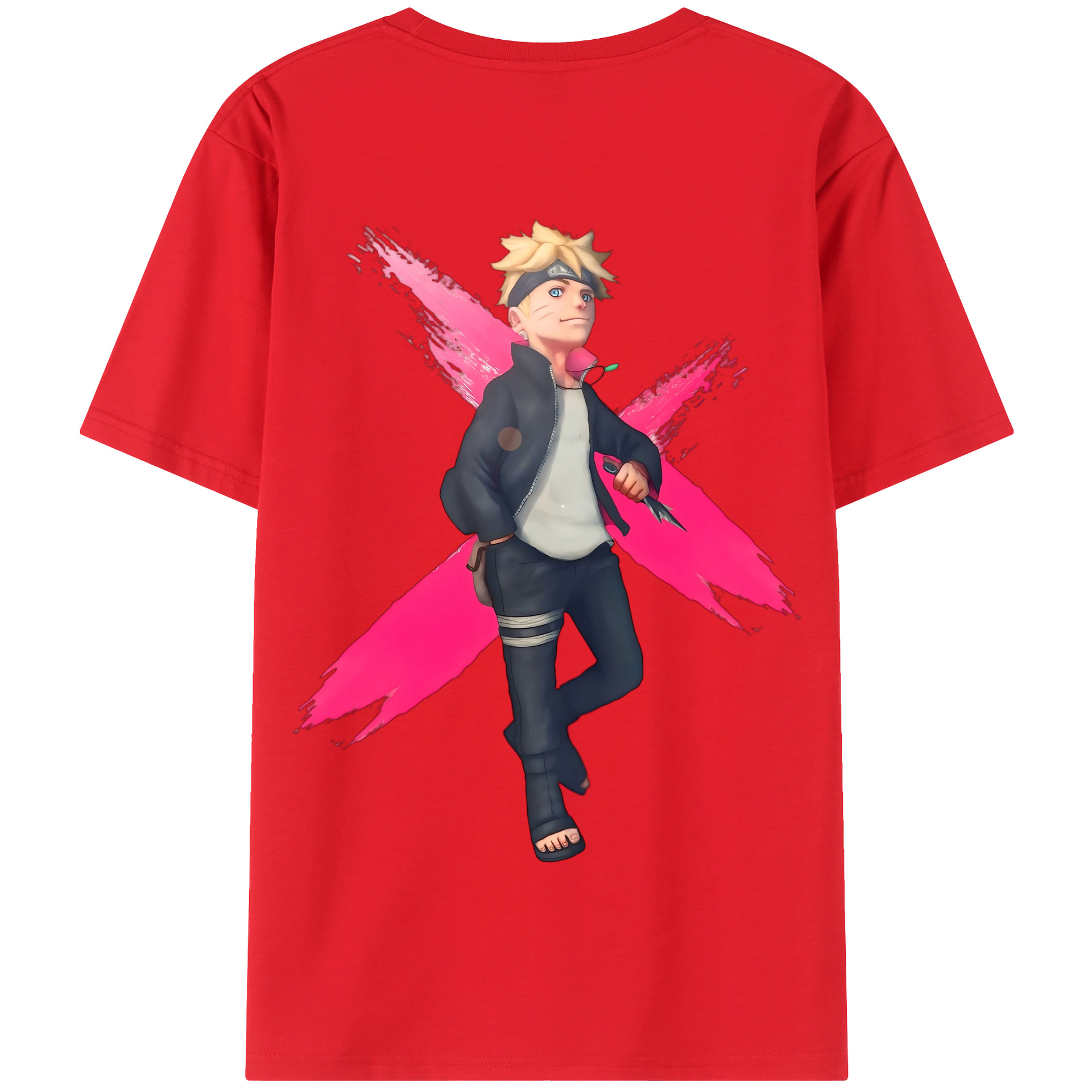（画像用） NARUTO -ナルト- うずまき ボルト Uzumaki Boruto 綿100％半袖Tシャツ（背面プリント）