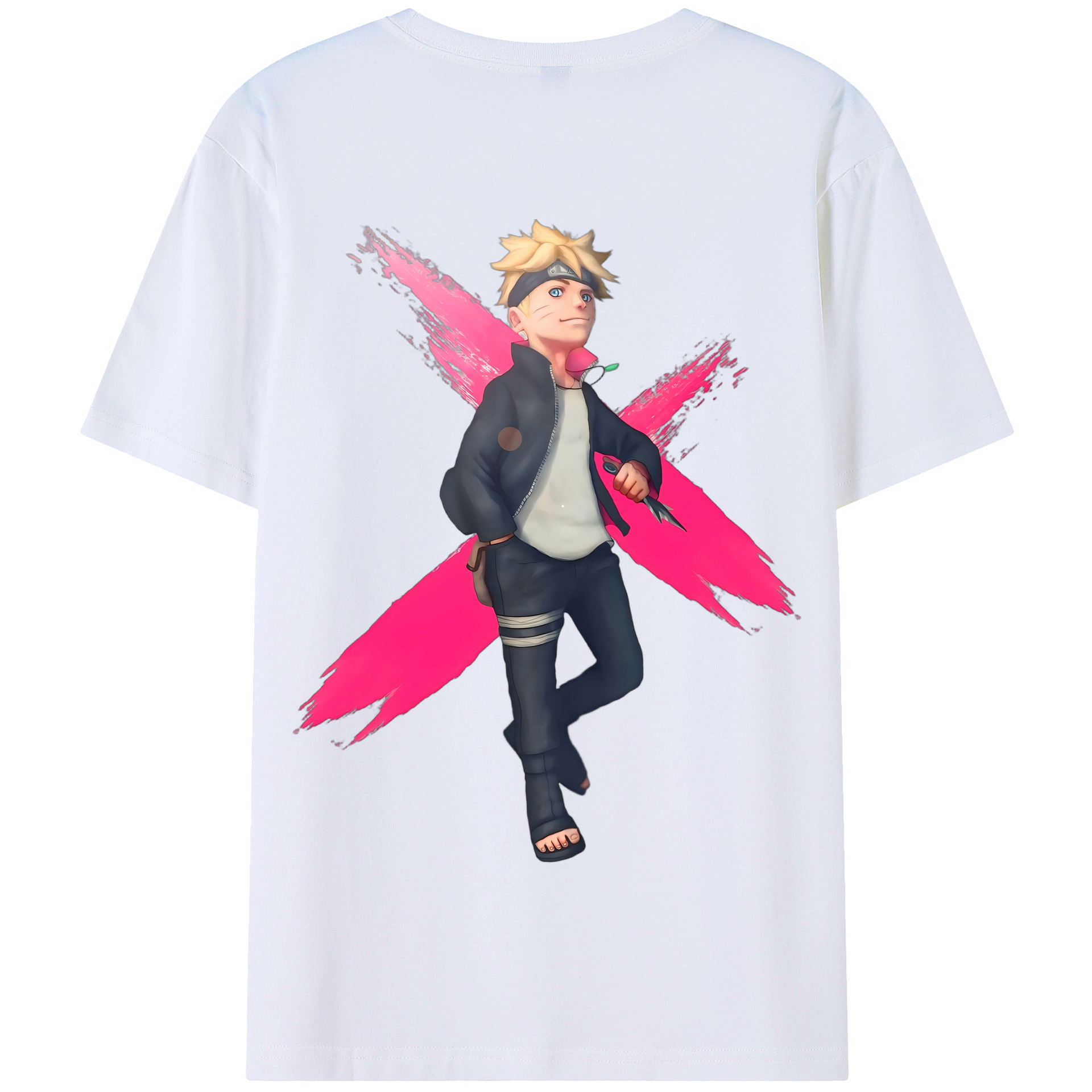 （画像用） NARUTO -ナルト- うずまき ボルト Uzumaki Boruto 綿100％半袖Tシャツ（背面プリント）