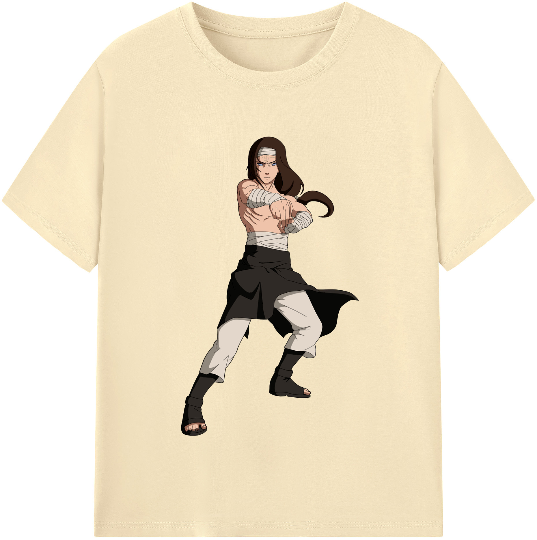 （画像用） NARUTO -ナルト- 日向ネジ Hyūga Neji 綿100％半袖Tシャツ（フロントプリント）