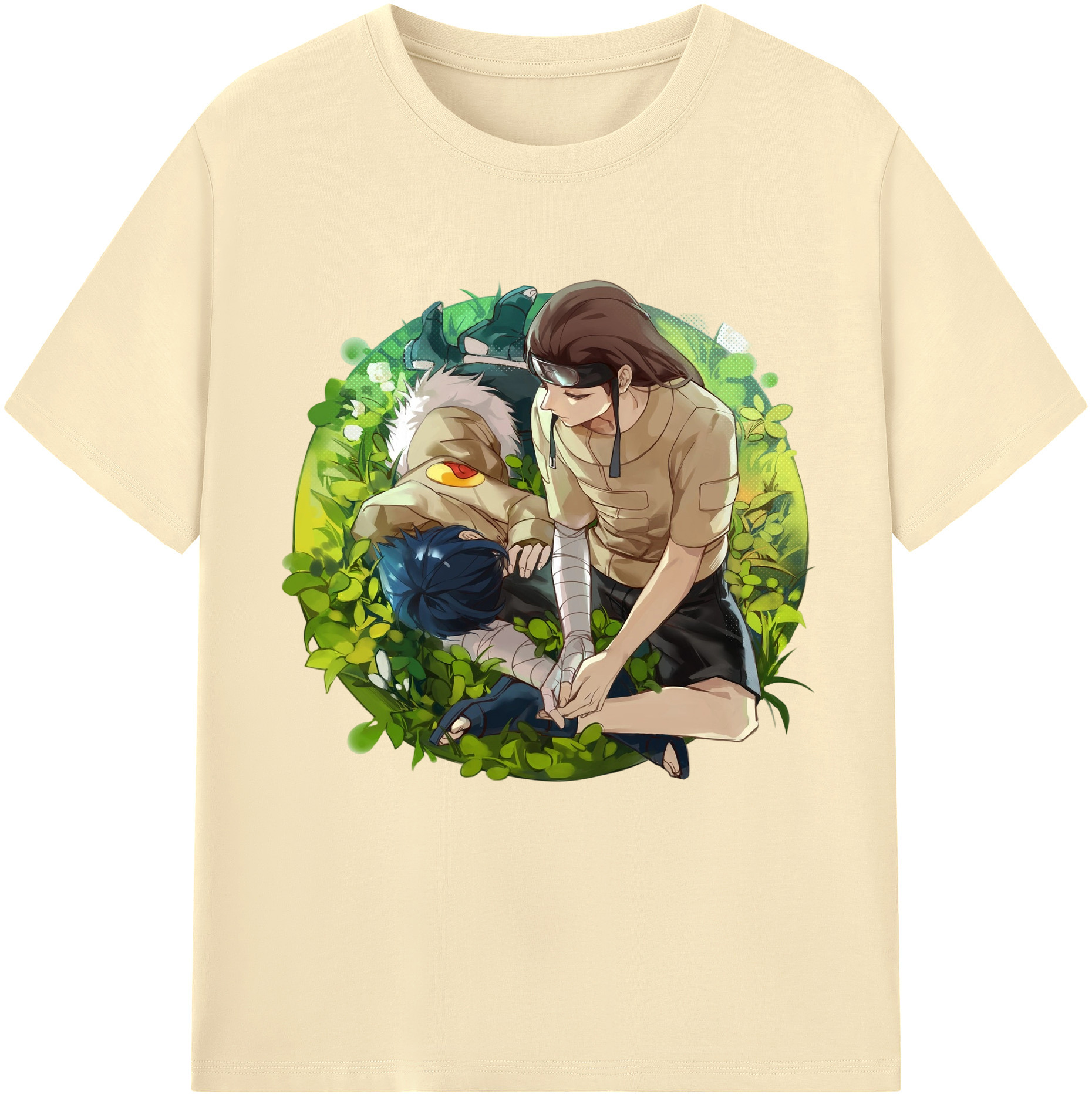 （画像用） NARUTO -ナルト- 日向ネジ Hyūga Neji 綿100％半袖Tシャツ（フロントプリント）
