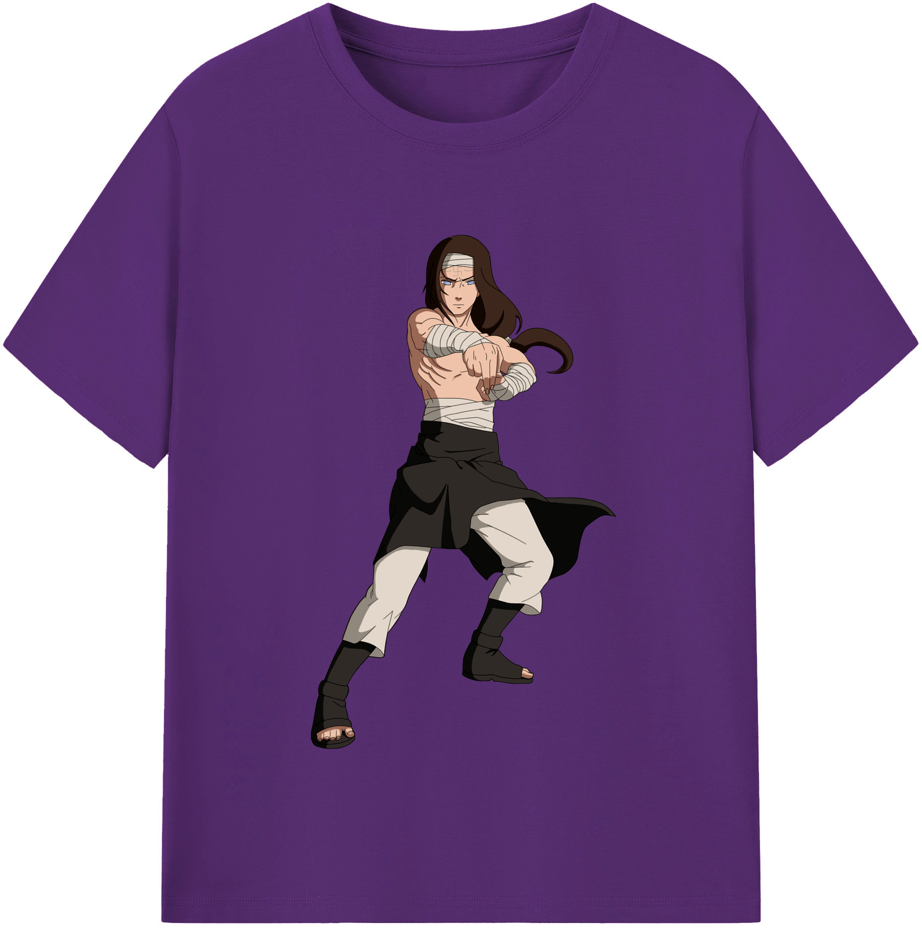 （画像用） NARUTO -ナルト- 日向ネジ Hyūga Neji 綿100％半袖Tシャツ（フロントプリント）