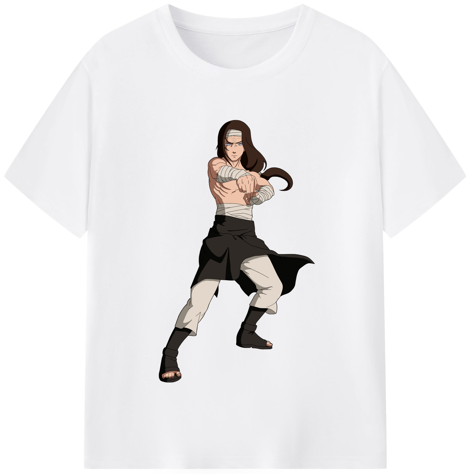 （画像用） NARUTO -ナルト- 日向ネジ Hyūga Neji 綿100％半袖Tシャツ（フロントプリント）