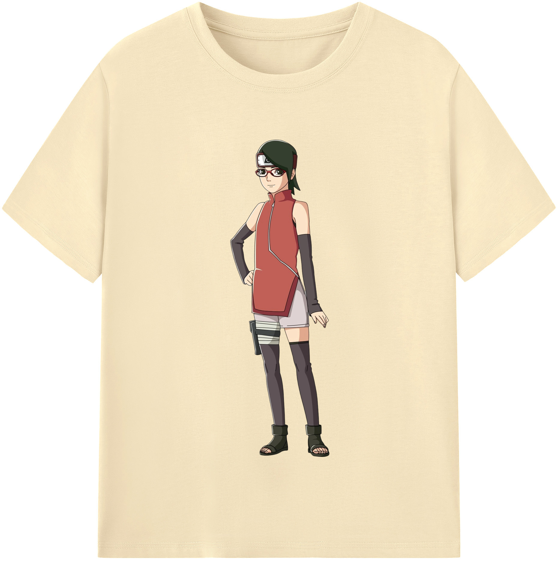 （画像用） NARUTO -ナルト- うちは サラダ Uchiha Sarada 綿100％半袖Tシャツ（フロントプリント）