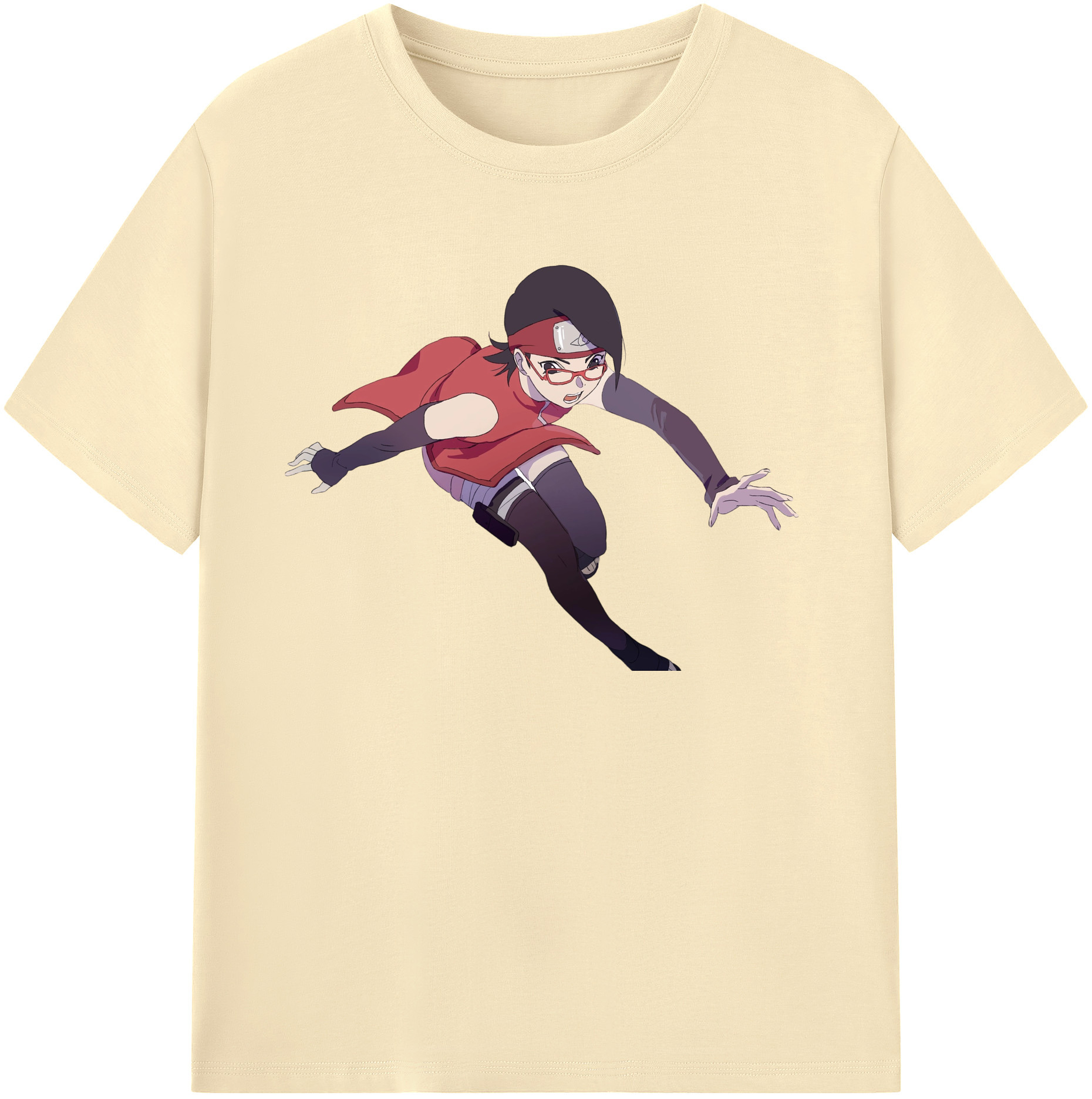（画像用） NARUTO -ナルト- うちは サラダ Uchiha Sarada 綿100％半袖Tシャツ（フロントプリント）