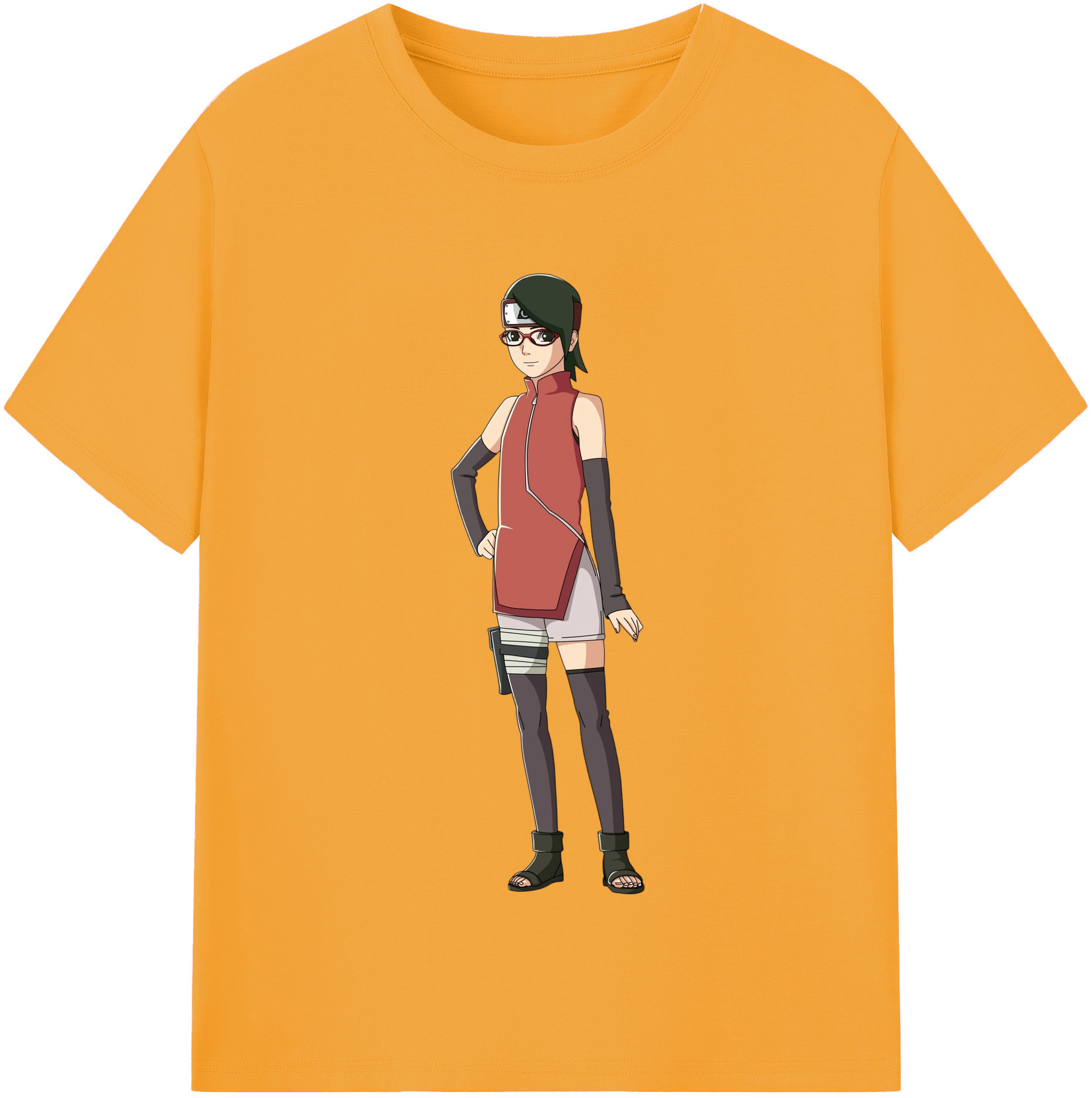 （画像用） NARUTO -ナルト- うちは サラダ Uchiha Sarada 綿100％半袖Tシャツ（フロントプリント）