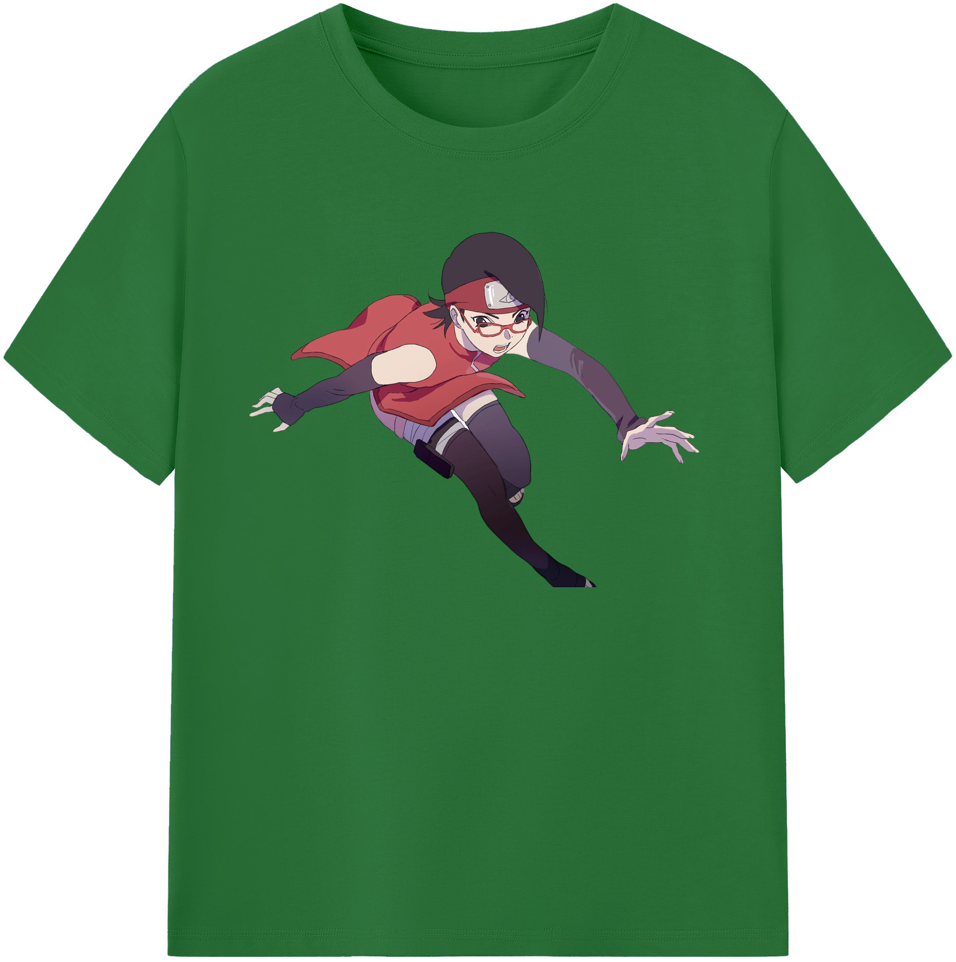 （画像用） NARUTO -ナルト- うちは サラダ Uchiha Sarada 綿100％半袖Tシャツ（フロントプリント）