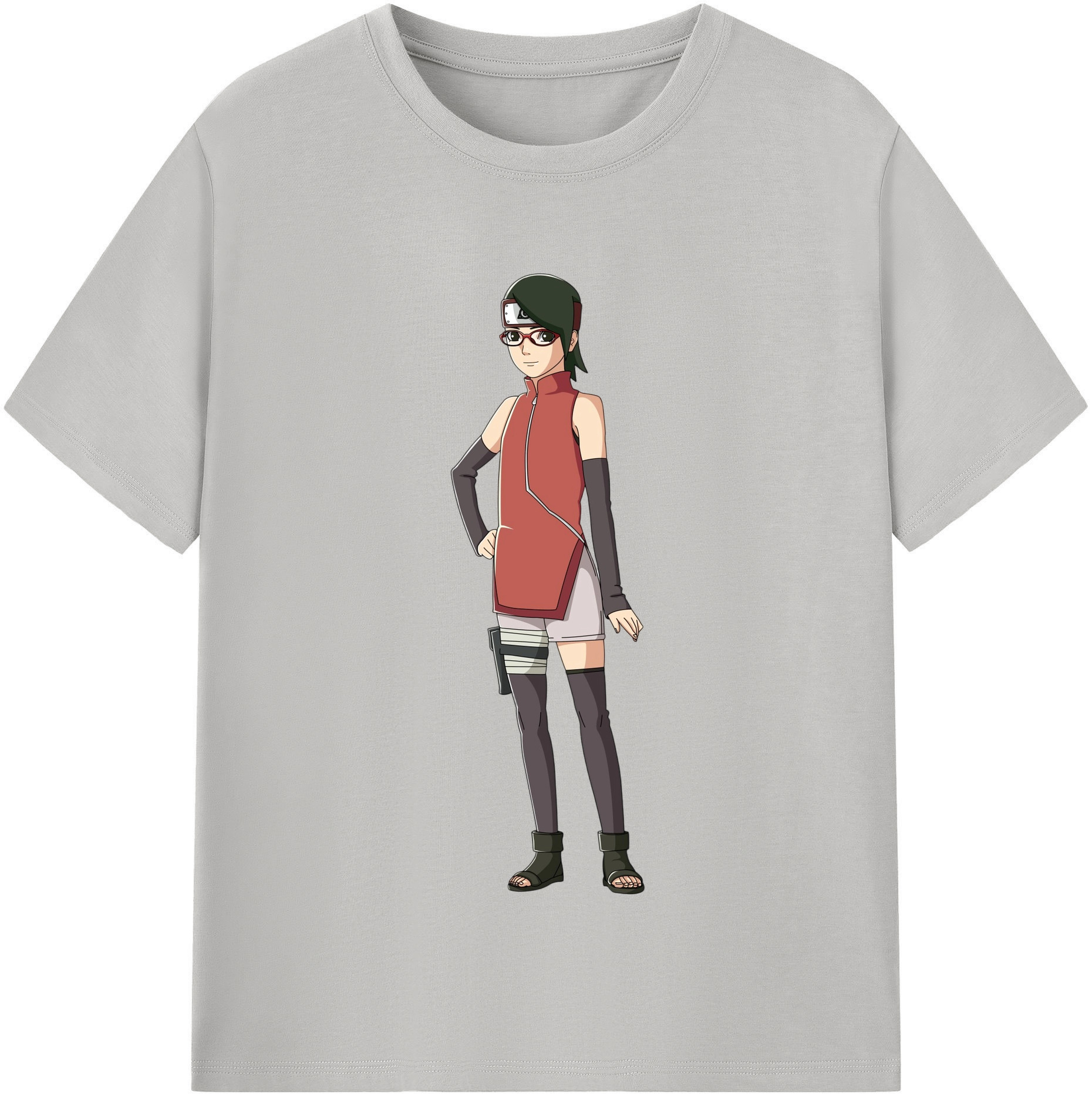 （画像用） NARUTO -ナルト- うちは サラダ Uchiha Sarada 綿100％半袖Tシャツ（フロントプリント）