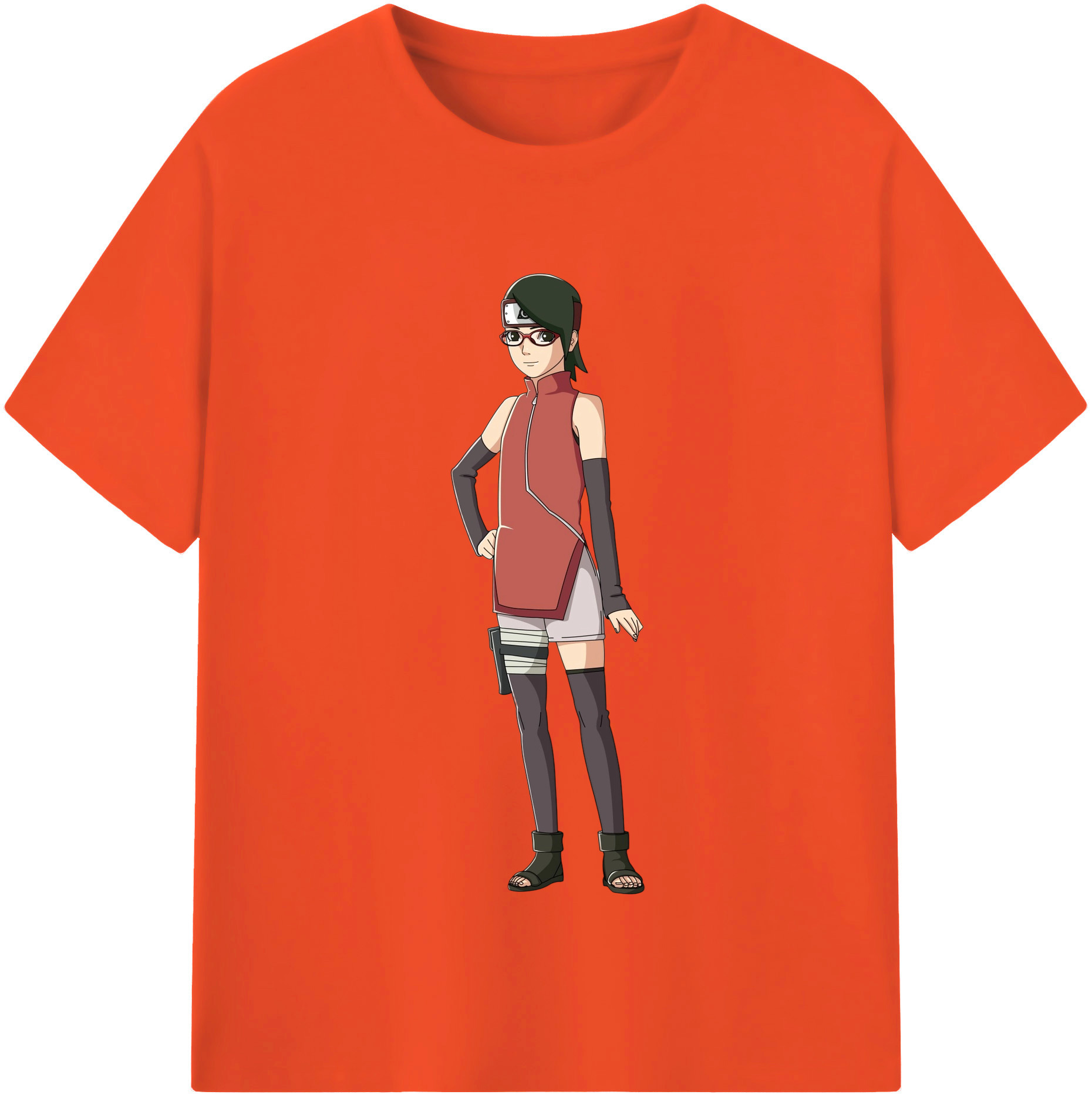 （画像用） NARUTO -ナルト- うちは サラダ Uchiha Sarada 綿100％半袖Tシャツ（フロントプリント）