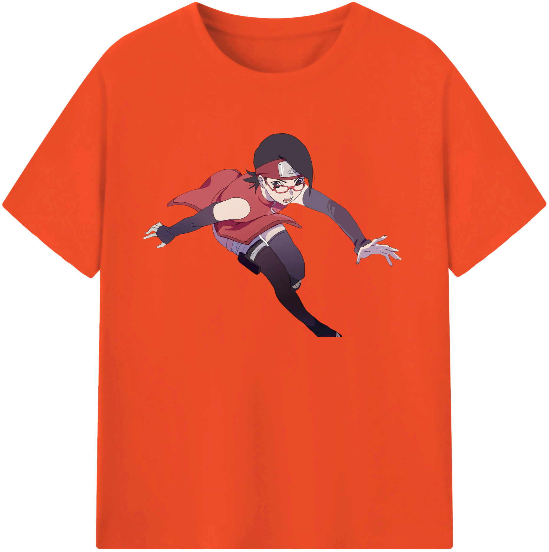 （画像用） NARUTO -ナルト- うちは サラダ Uchiha Sarada 綿100％半袖Tシャツ（フロントプリント）