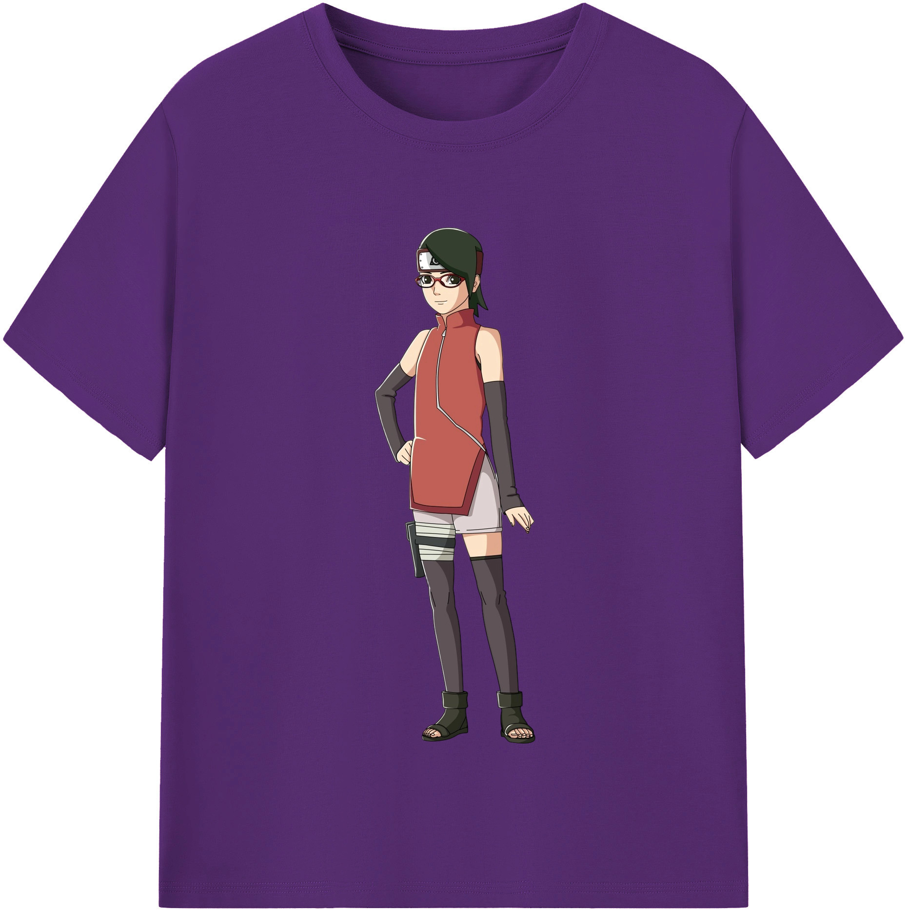 （画像用） NARUTO -ナルト- うちは サラダ Uchiha Sarada 綿100％半袖Tシャツ（フロントプリント）