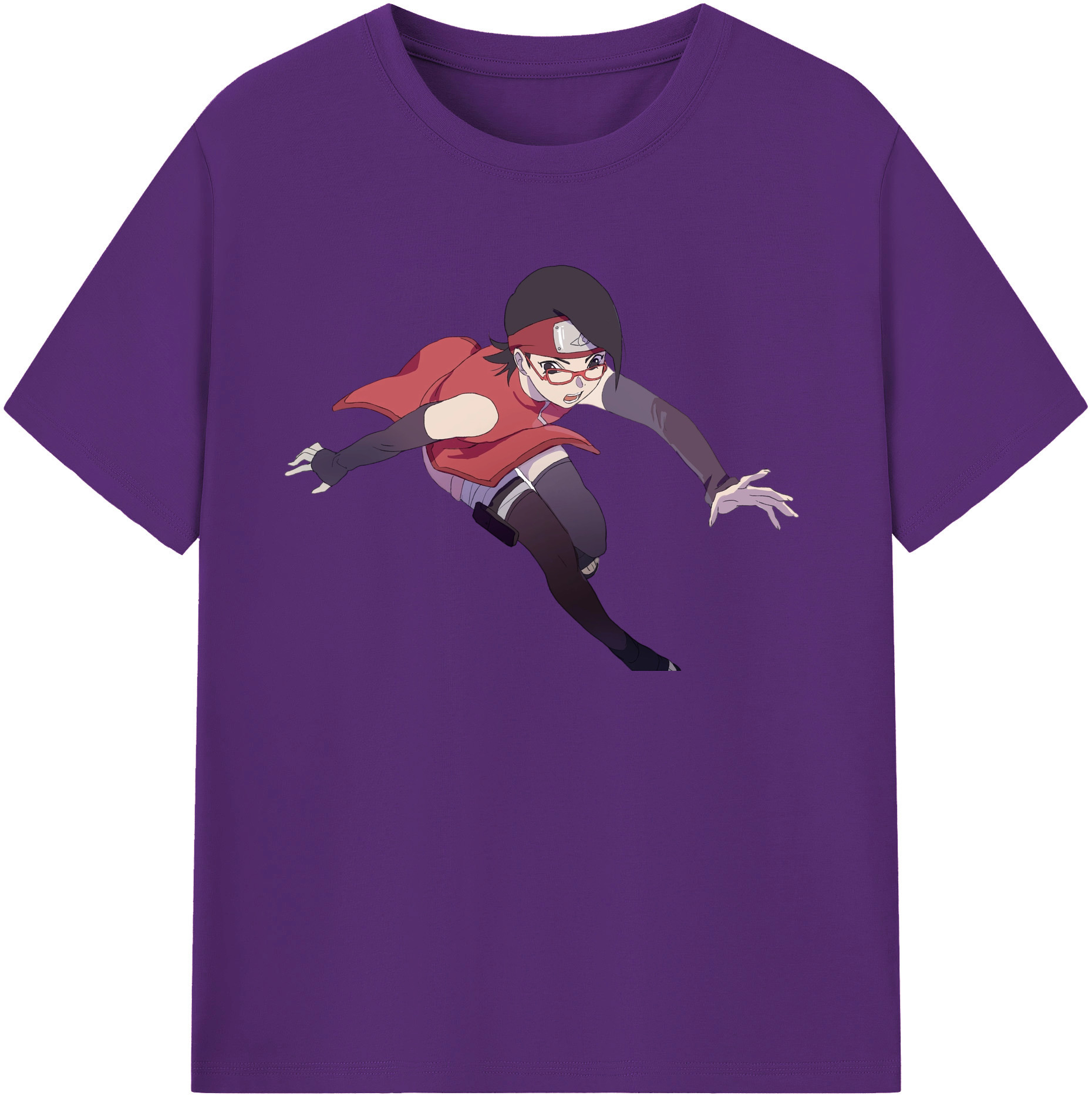 （画像用） NARUTO -ナルト- うちは サラダ Uchiha Sarada 綿100％半袖Tシャツ（フロントプリント）