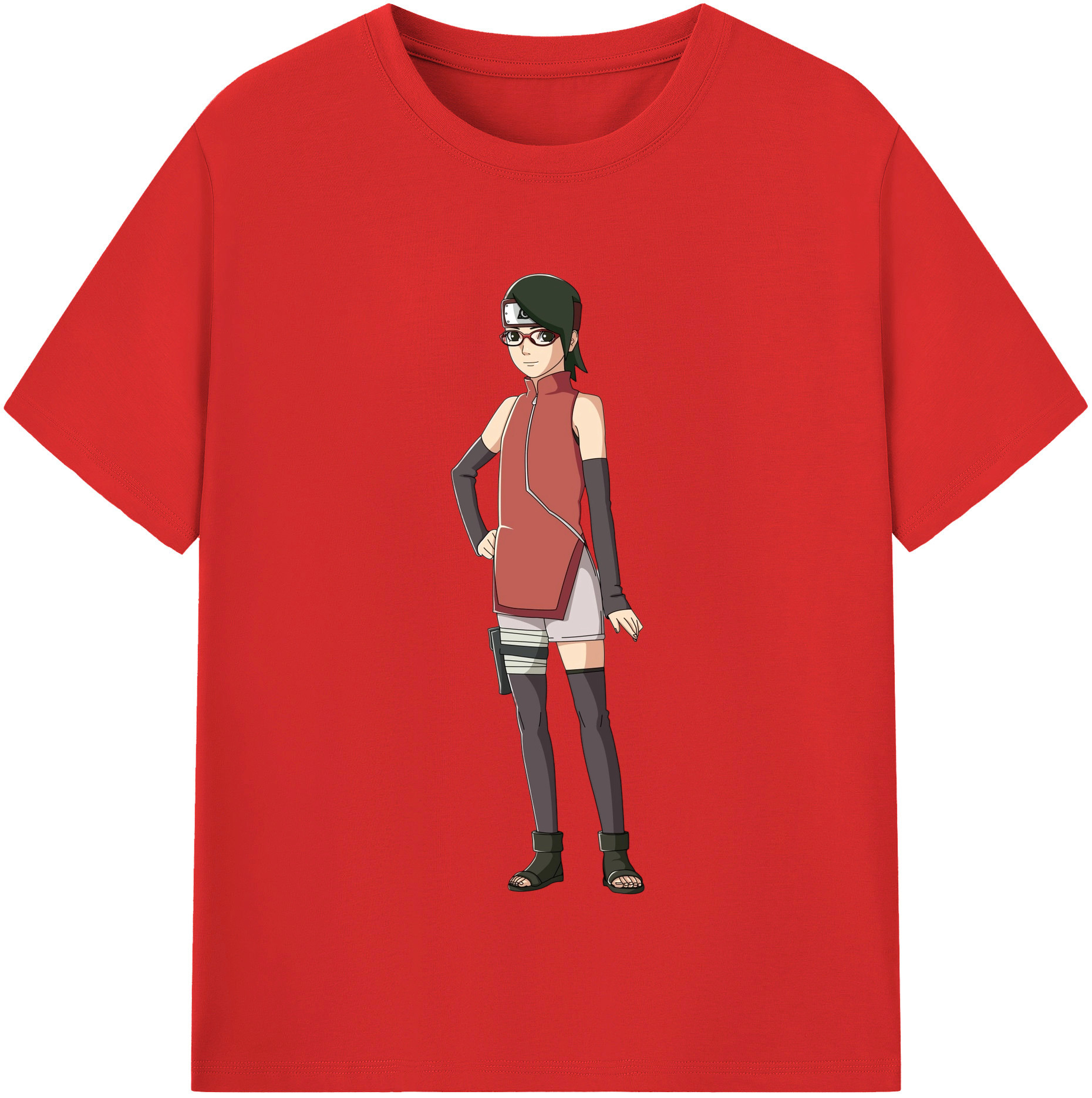 （画像用） NARUTO -ナルト- うちは サラダ Uchiha Sarada 綿100％半袖Tシャツ（フロントプリント）