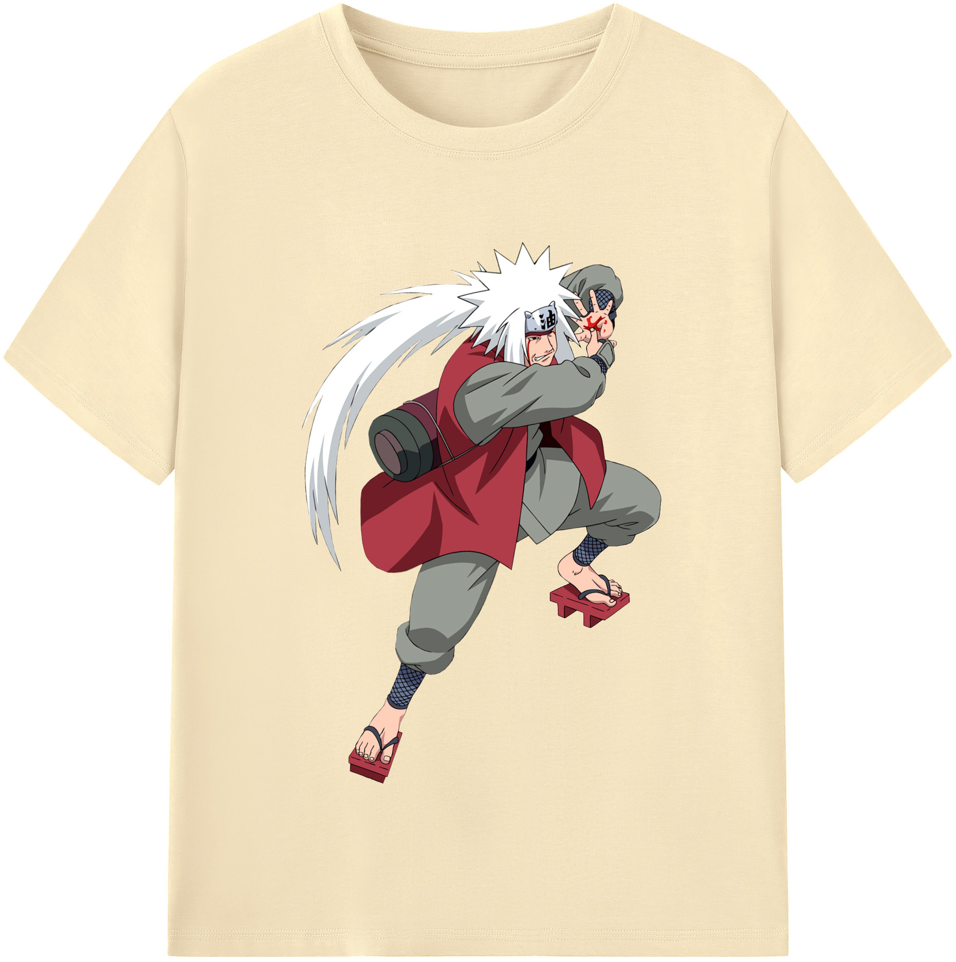 （画像用） NARUTO -ナルト- 自来也（じらいや） Jiraiya 綿100％半袖Tシャツ（フロントプリント）