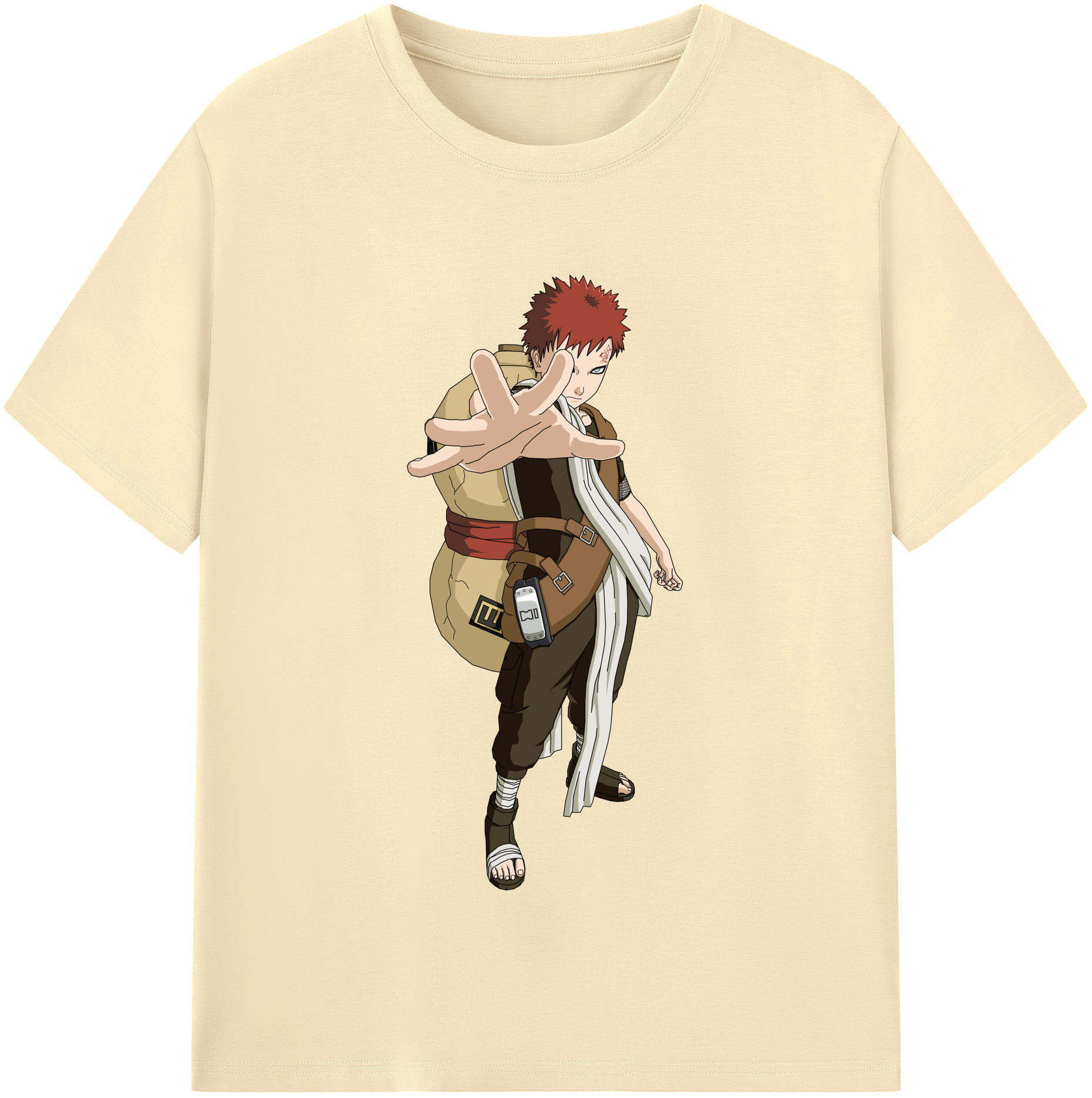 （画像用） NARUTO -ナルト- ガアラ Gaara 綿100％半袖Tシャツ（フロントプリント）