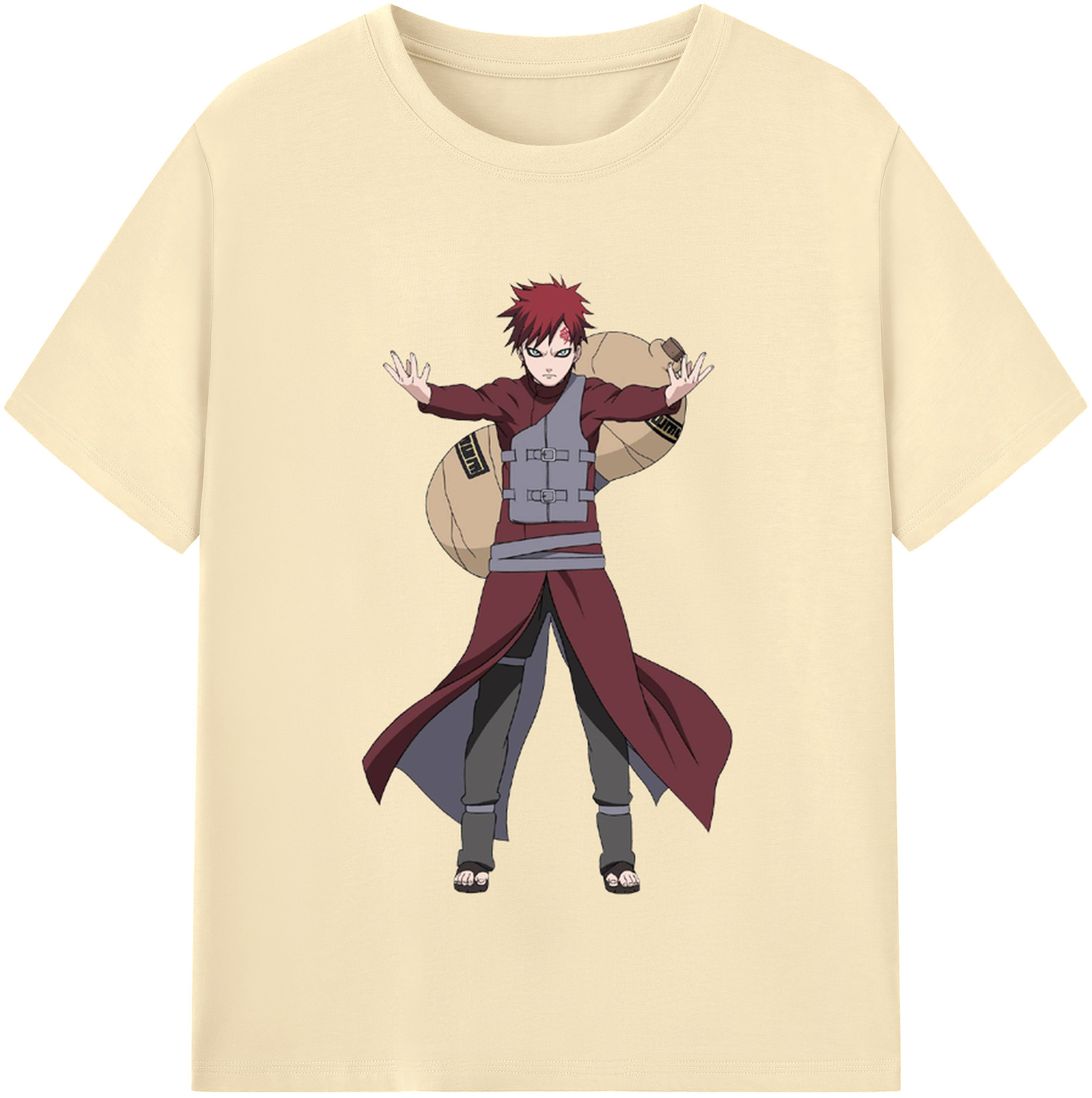 （画像用） NARUTO -ナルト- ガアラ Gaara 綿100％半袖Tシャツ（フロントプリント）