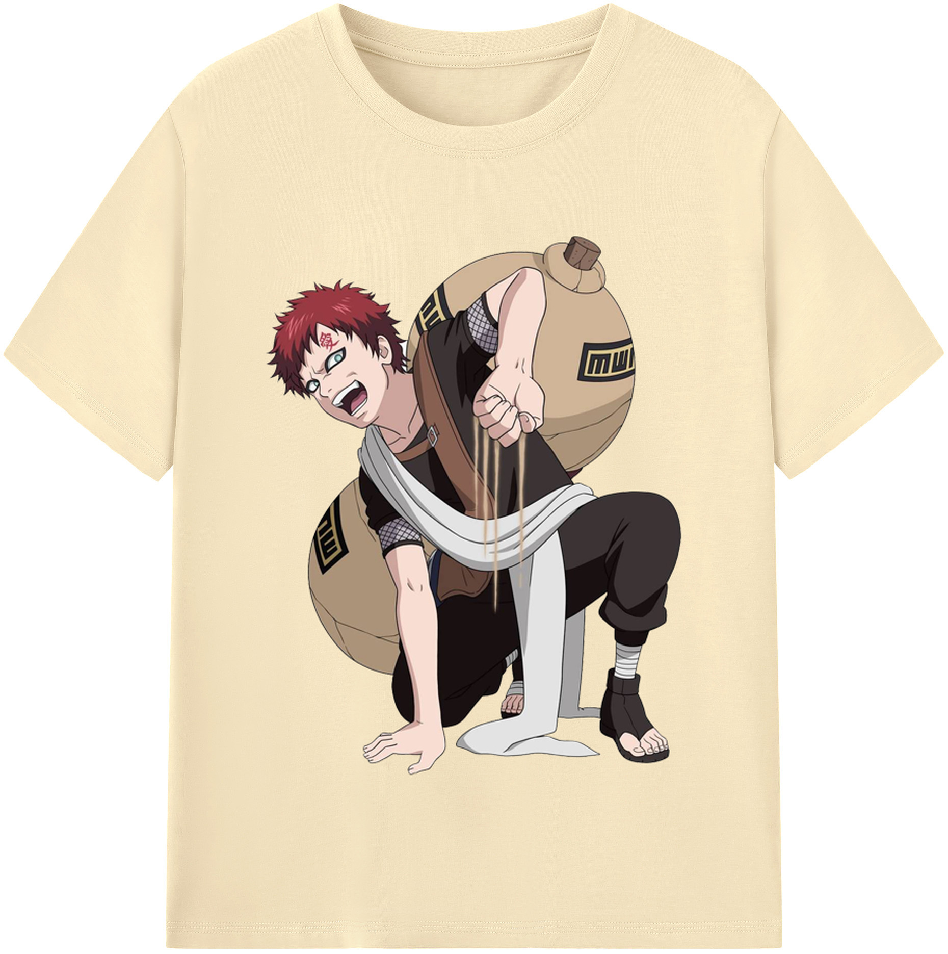 （画像用） NARUTO -ナルト- ガアラ Gaara 綿100％半袖Tシャツ（フロントプリント）