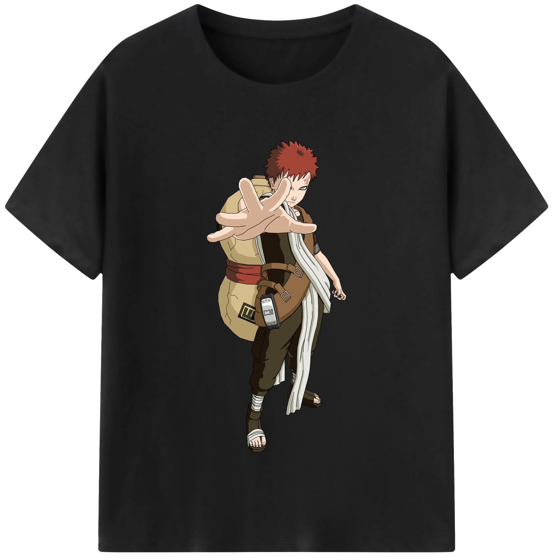 （画像用） NARUTO -ナルト- ガアラ Gaara 綿100％半袖Tシャツ（フロントプリント）