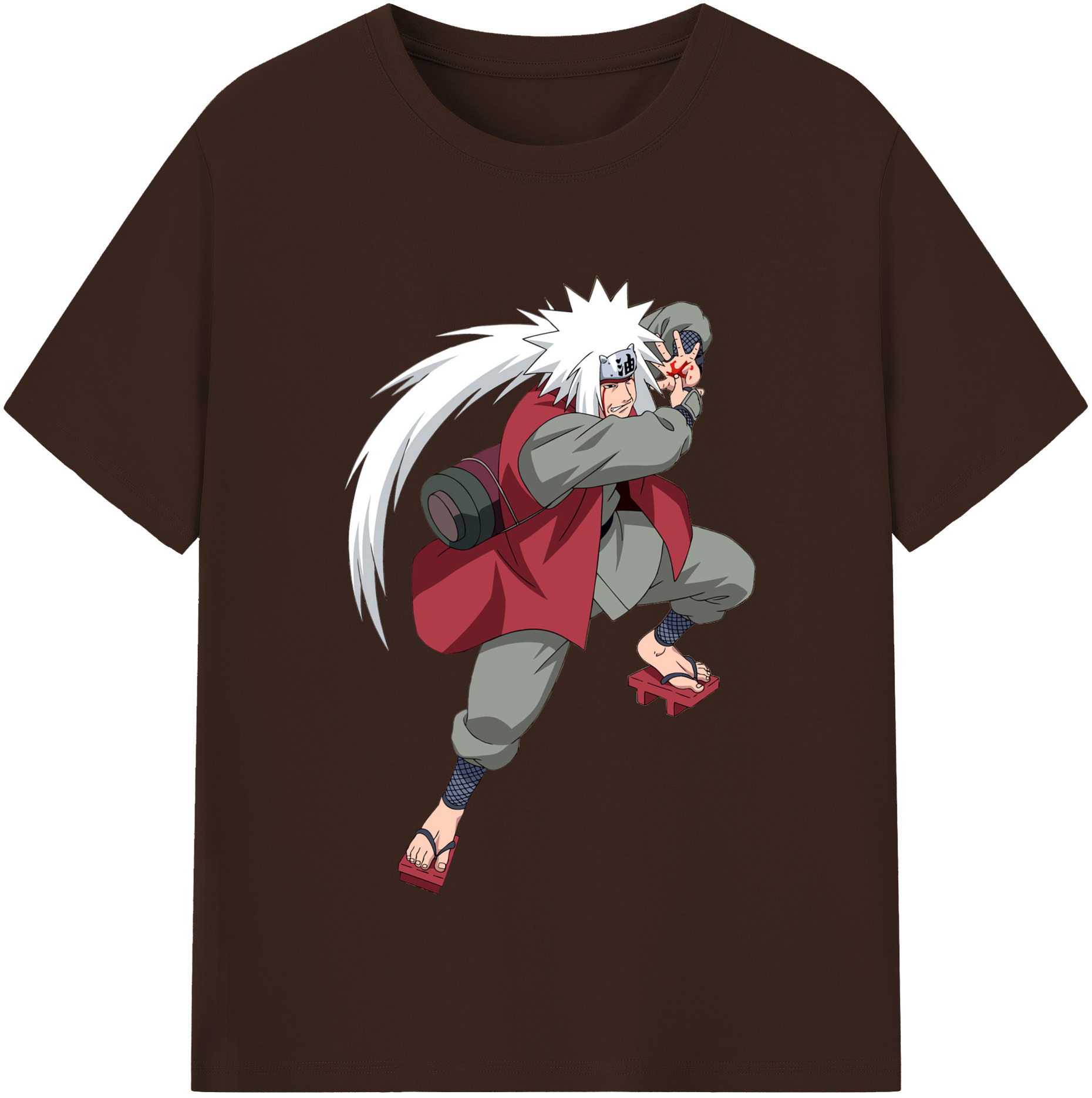 （画像用） NARUTO -ナルト- 自来也（じらいや） Jiraiya 綿100％半袖Tシャツ（フロントプリント）