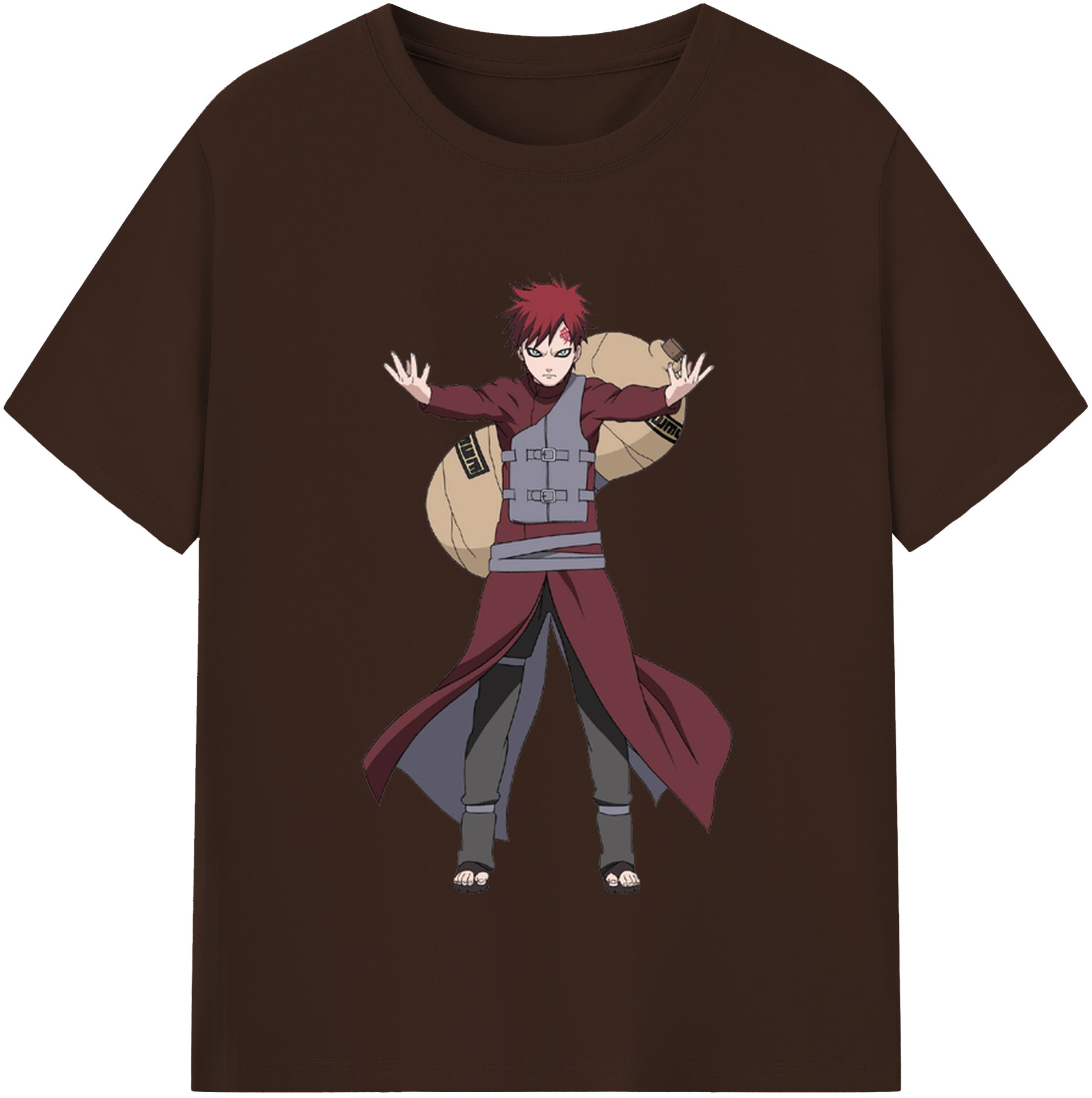 （画像用） NARUTO -ナルト- ガアラ Gaara 綿100％半袖Tシャツ（フロントプリント）