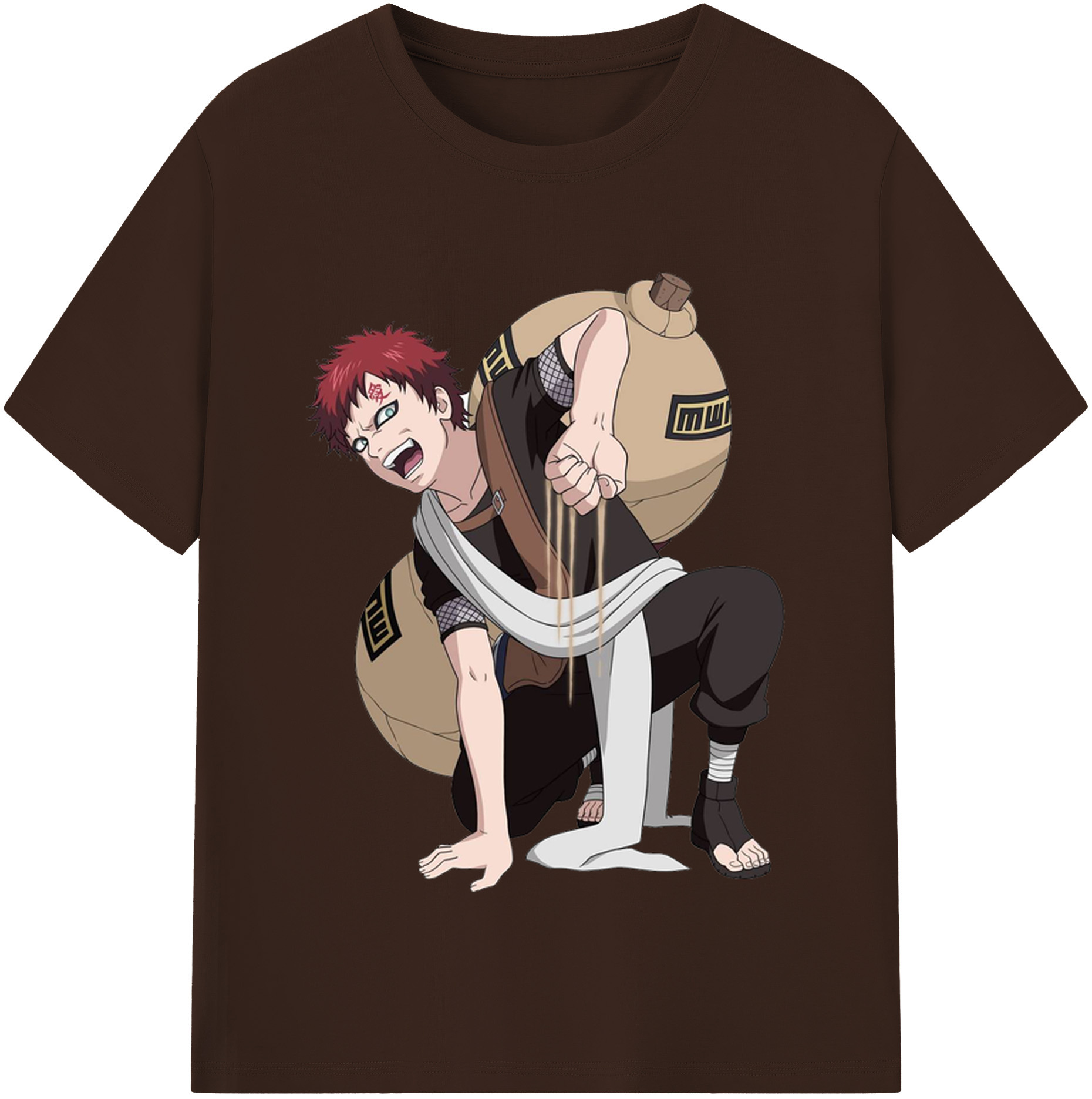 （画像用） NARUTO -ナルト- ガアラ Gaara 綿100％半袖Tシャツ（フロントプリント）