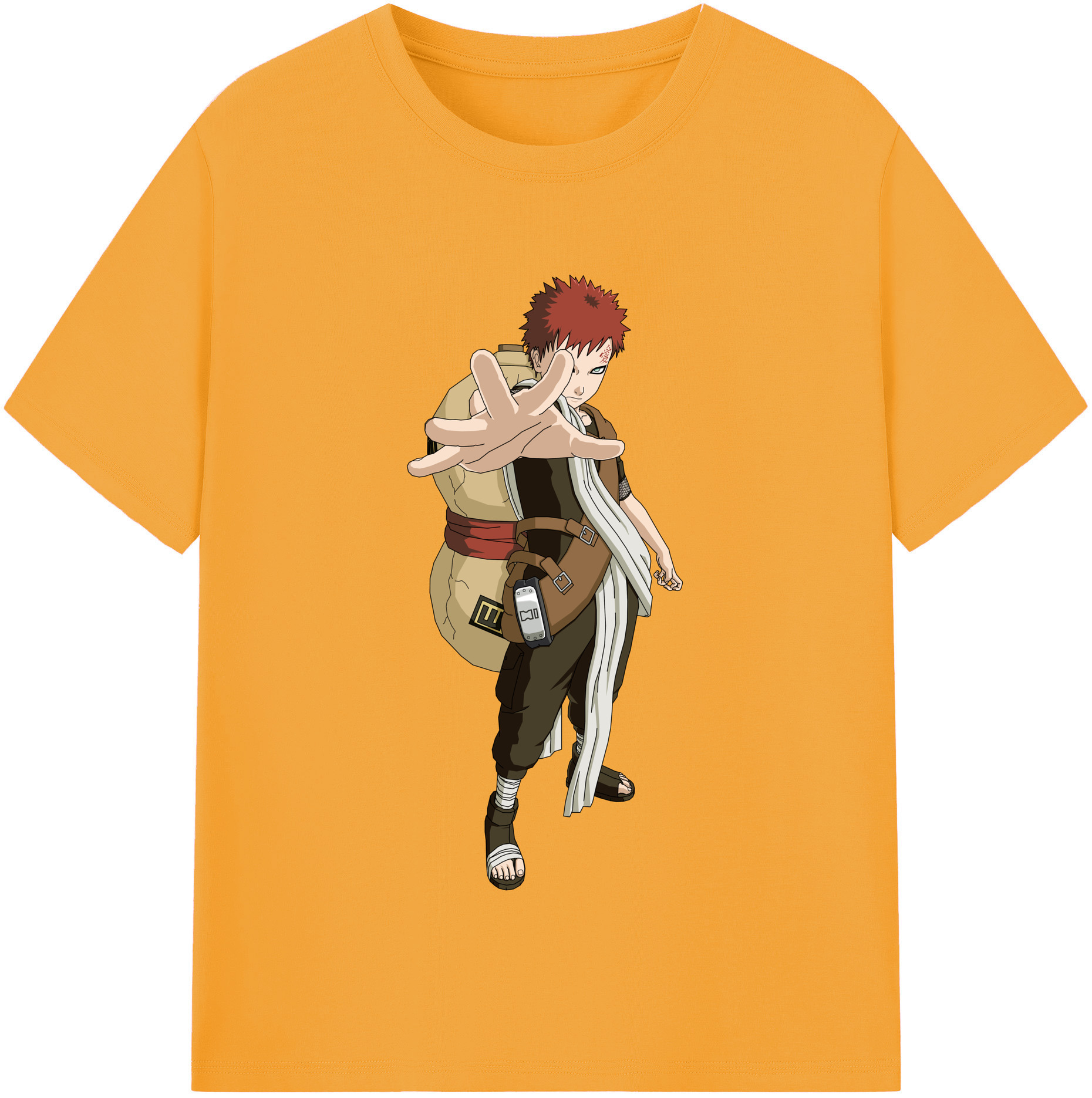 （画像用） NARUTO -ナルト- ガアラ Gaara 綿100％半袖Tシャツ（フロントプリント）