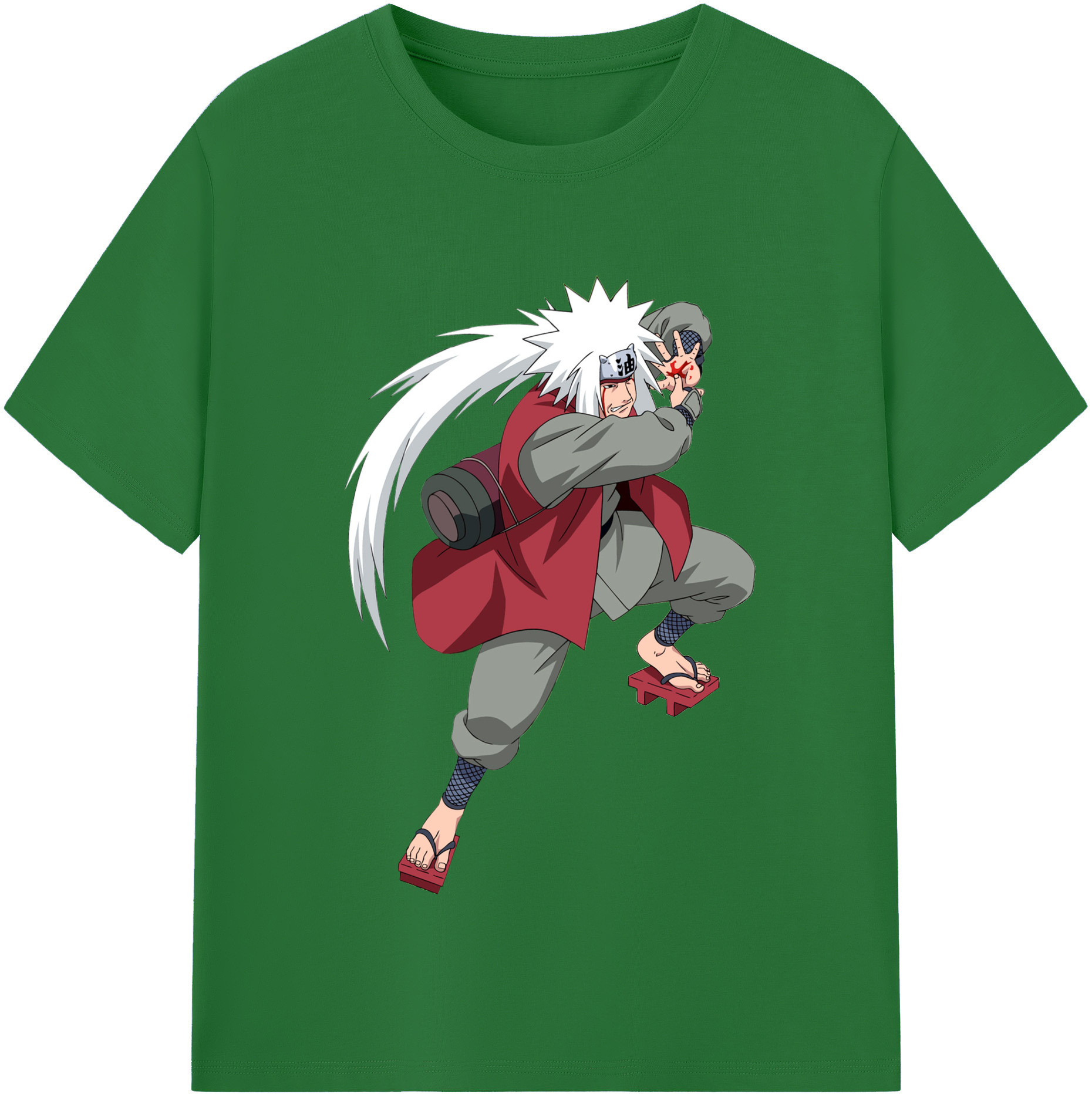 （画像用） NARUTO -ナルト- 自来也（じらいや） Jiraiya 綿100％半袖Tシャツ（フロントプリント）