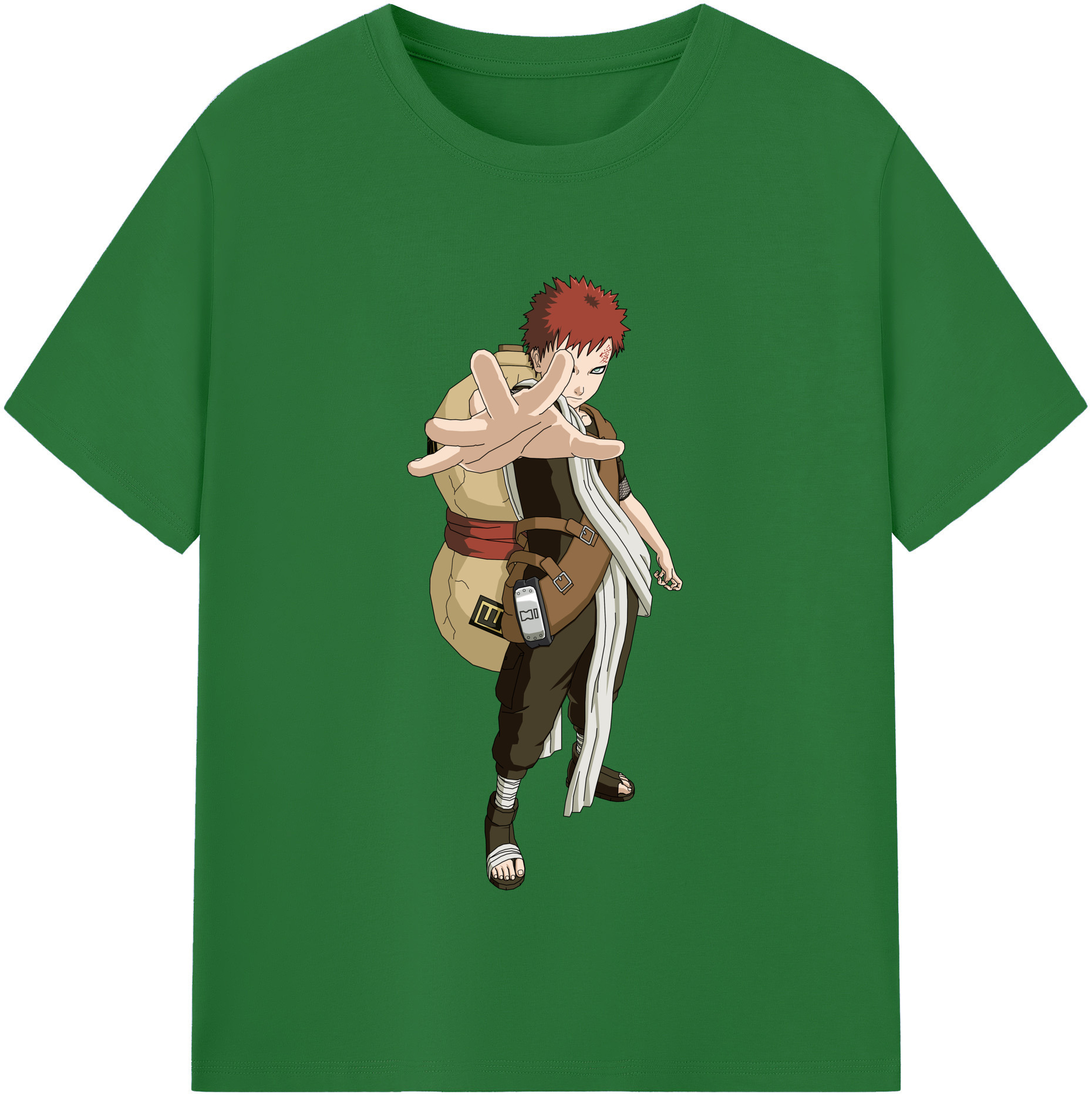 （画像用） NARUTO -ナルト- ガアラ Gaara 綿100％半袖Tシャツ（フロントプリント）