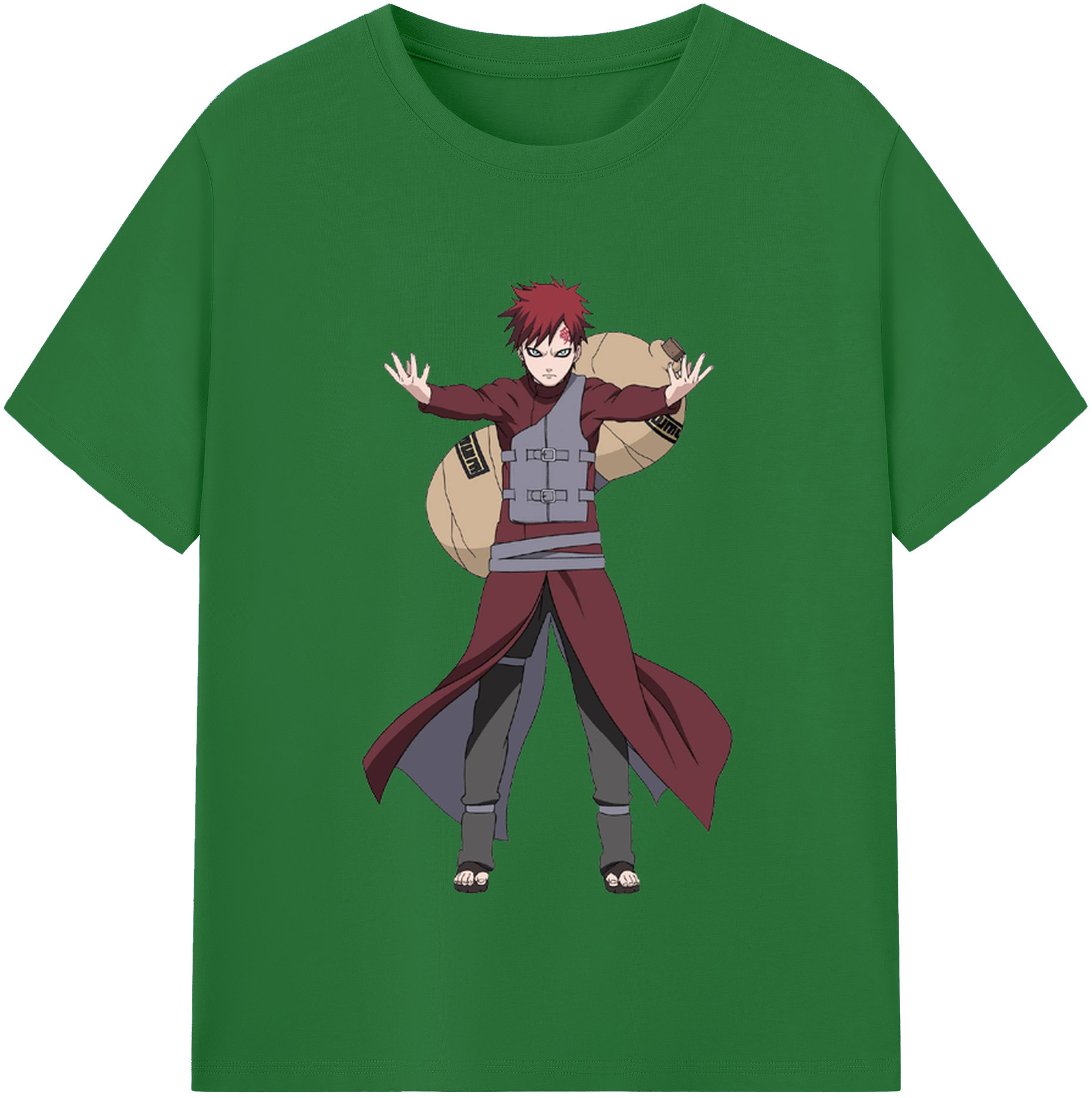 （画像用） NARUTO -ナルト- ガアラ Gaara 綿100％半袖Tシャツ（フロントプリント）