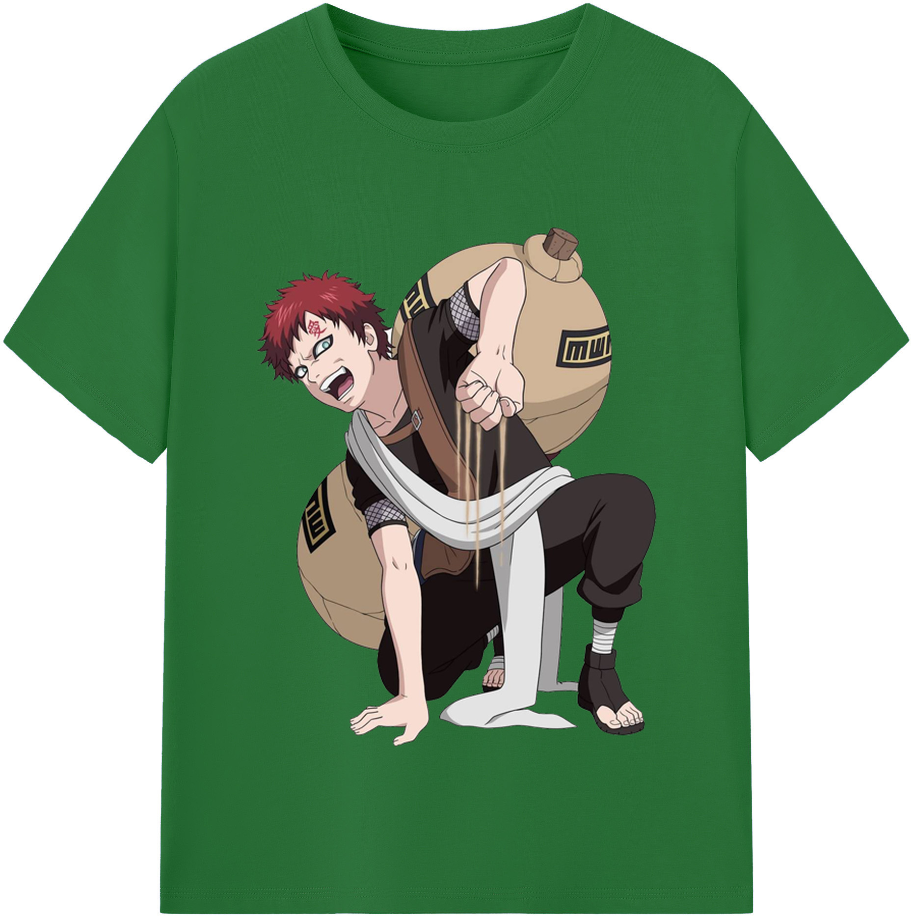 （画像用） NARUTO -ナルト- ガアラ Gaara 綿100％半袖Tシャツ（フロントプリント）