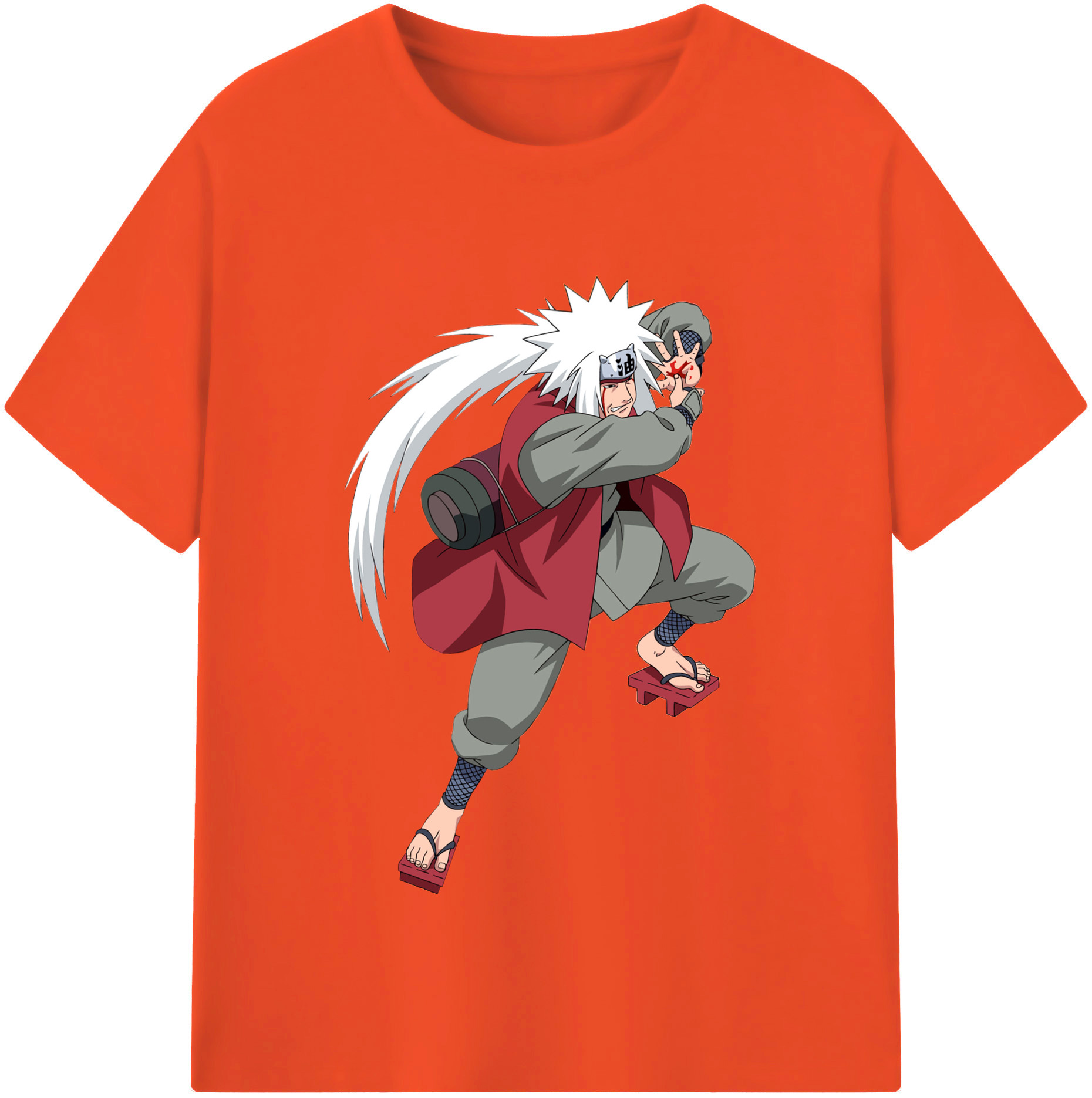 （画像用） NARUTO -ナルト- 自来也（じらいや） Jiraiya 綿100％半袖Tシャツ（フロントプリント）