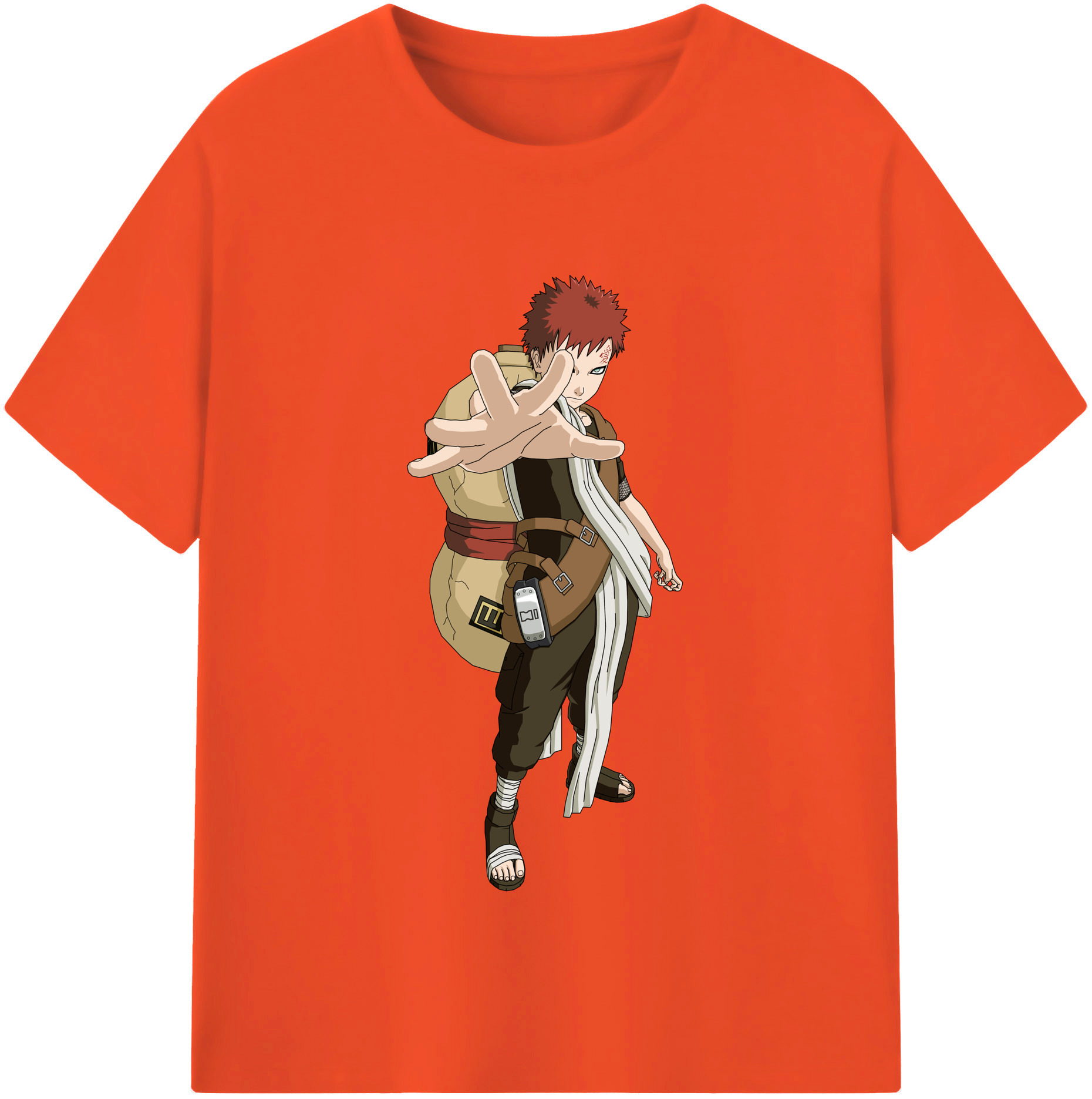 （画像用） NARUTO -ナルト- ガアラ Gaara 綿100％半袖Tシャツ（フロントプリント）