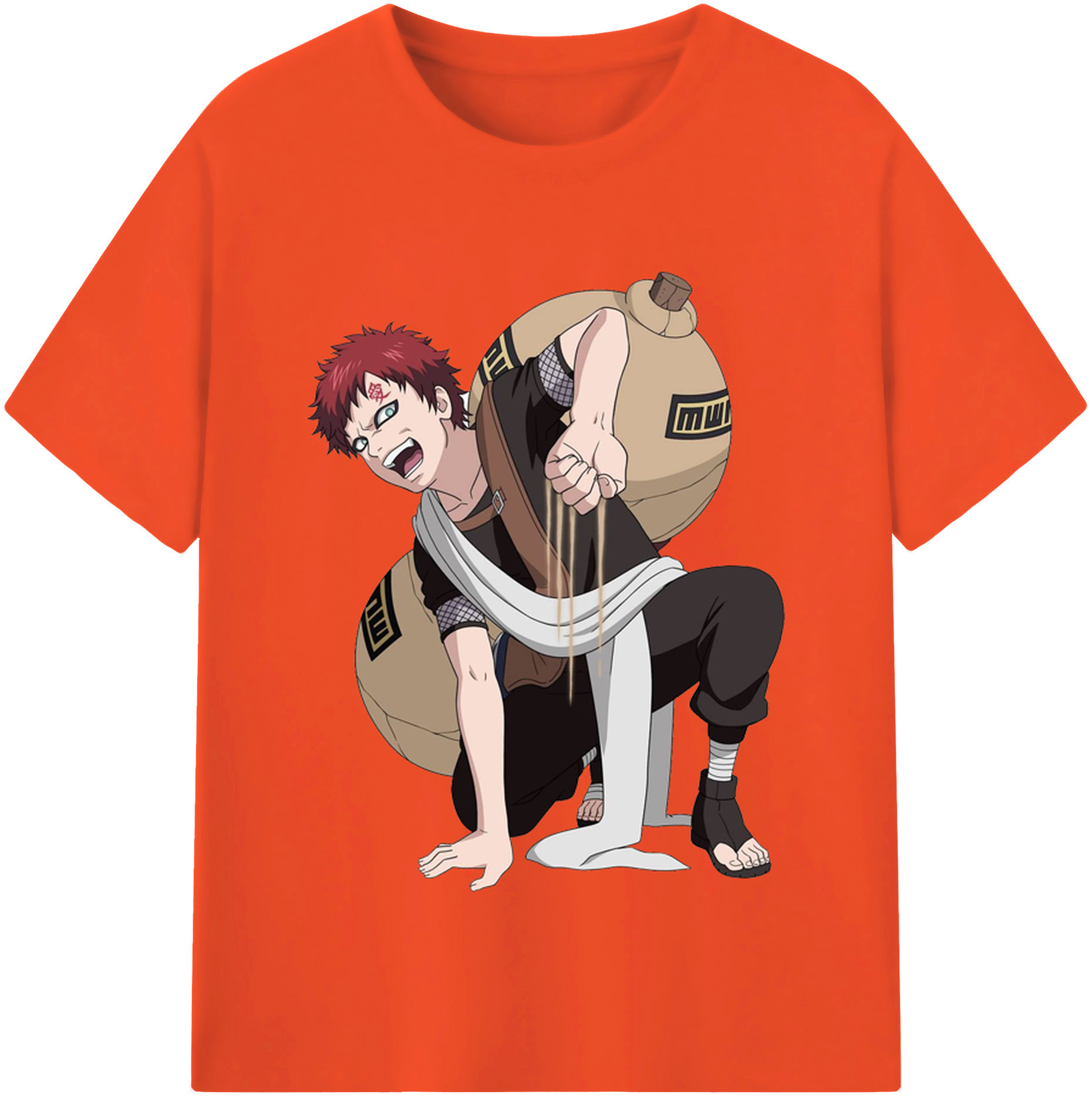 （画像用） NARUTO -ナルト- ガアラ Gaara 綿100％半袖Tシャツ（フロントプリント）