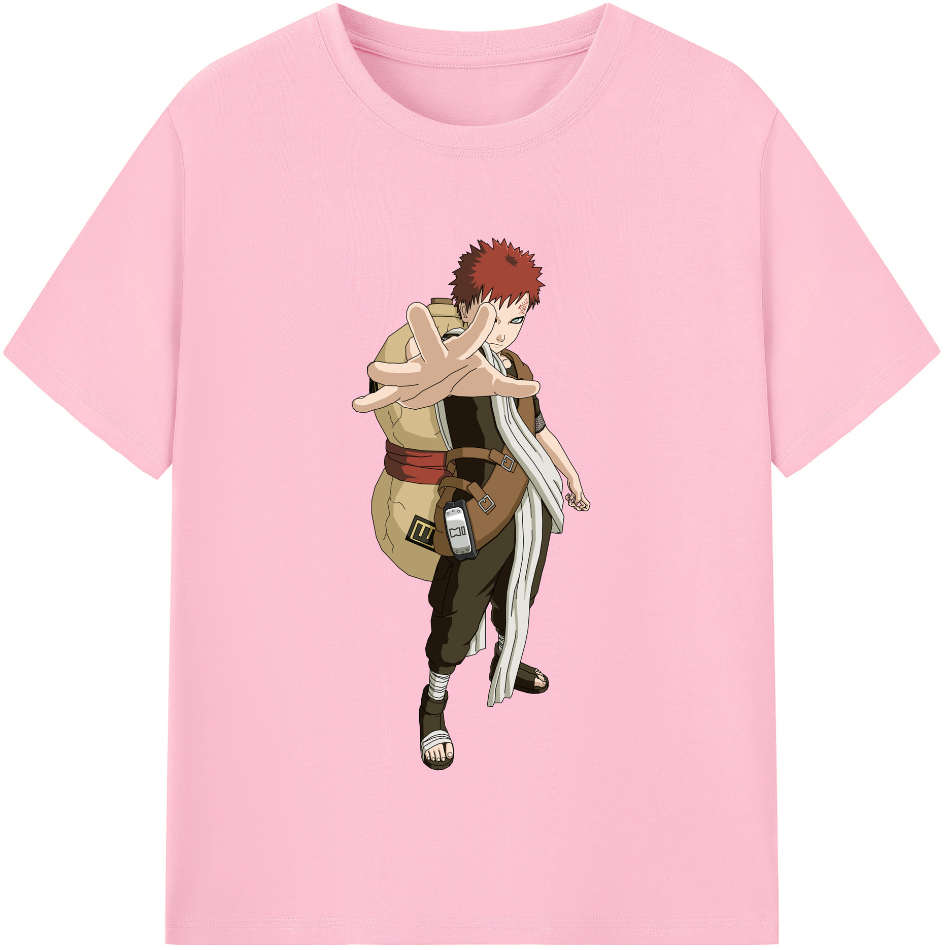 （画像用） NARUTO -ナルト- ガアラ Gaara 綿100％半袖Tシャツ（フロントプリント）