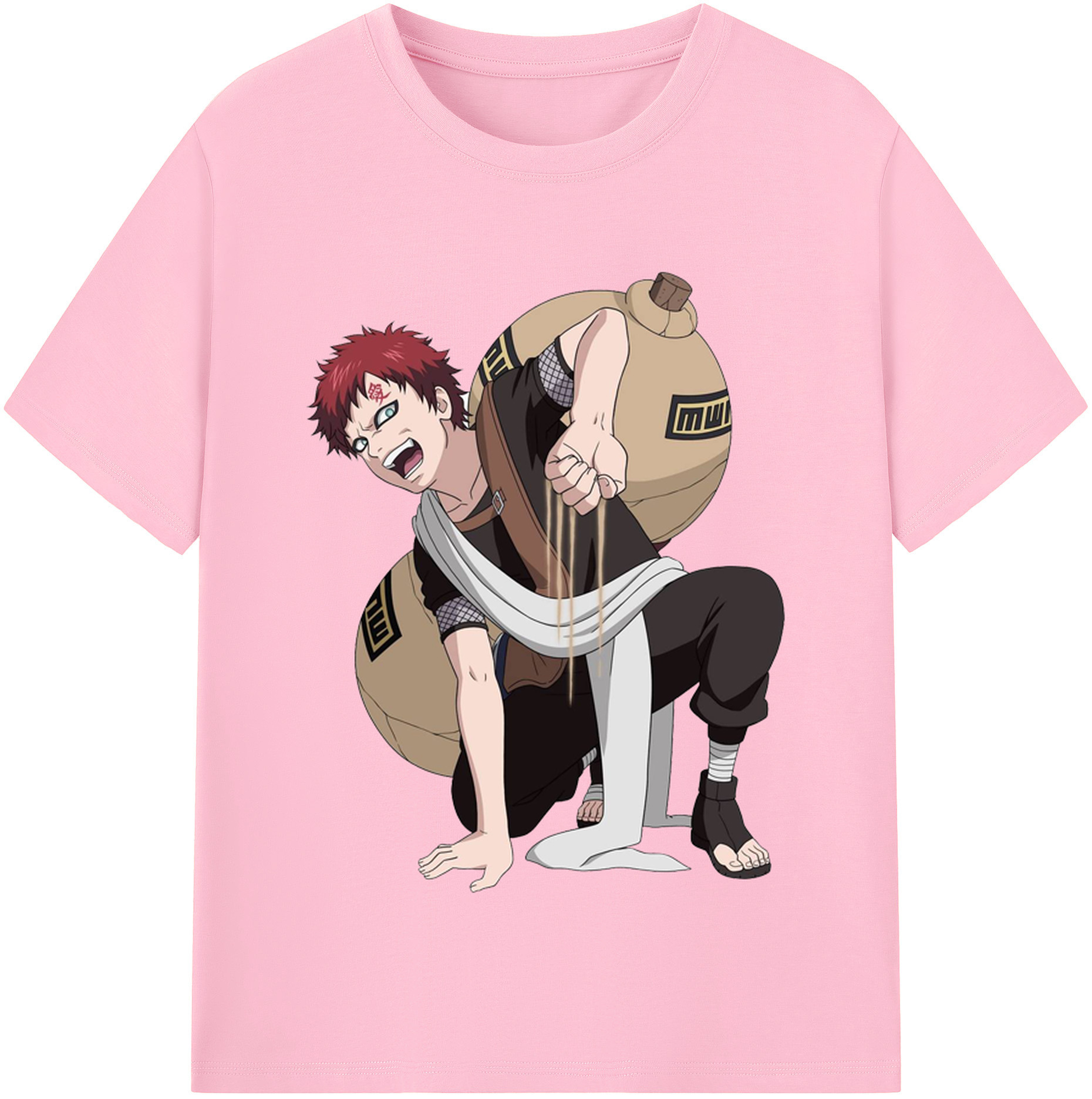 （画像用） NARUTO -ナルト- ガアラ Gaara 綿100％半袖Tシャツ（フロントプリント）