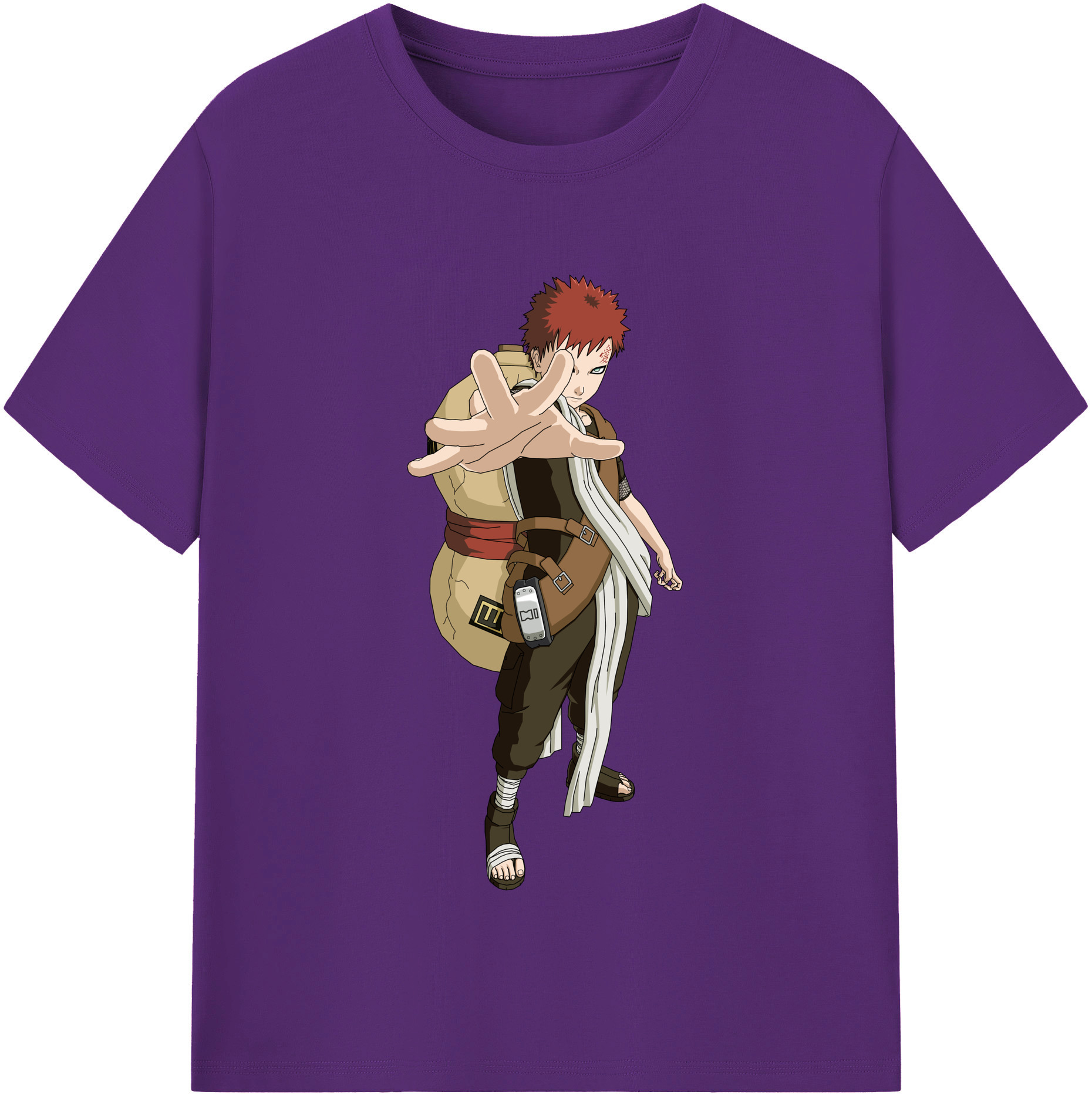 （画像用） NARUTO -ナルト- ガアラ Gaara 綿100％半袖Tシャツ（フロントプリント）