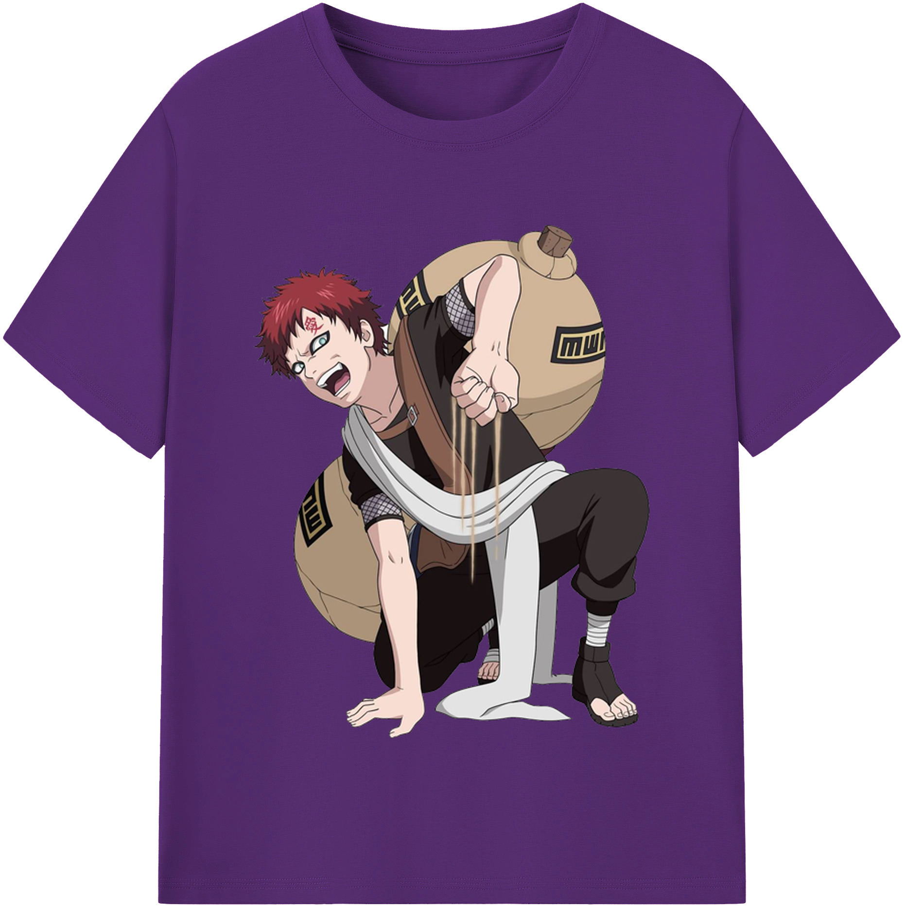 （画像用） NARUTO -ナルト- ガアラ Gaara 綿100％半袖Tシャツ（フロントプリント）