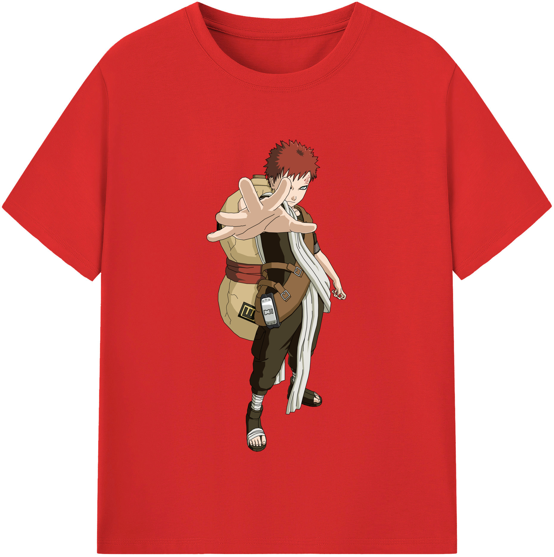 （画像用） NARUTO -ナルト- ガアラ Gaara 綿100％半袖Tシャツ（フロントプリント）