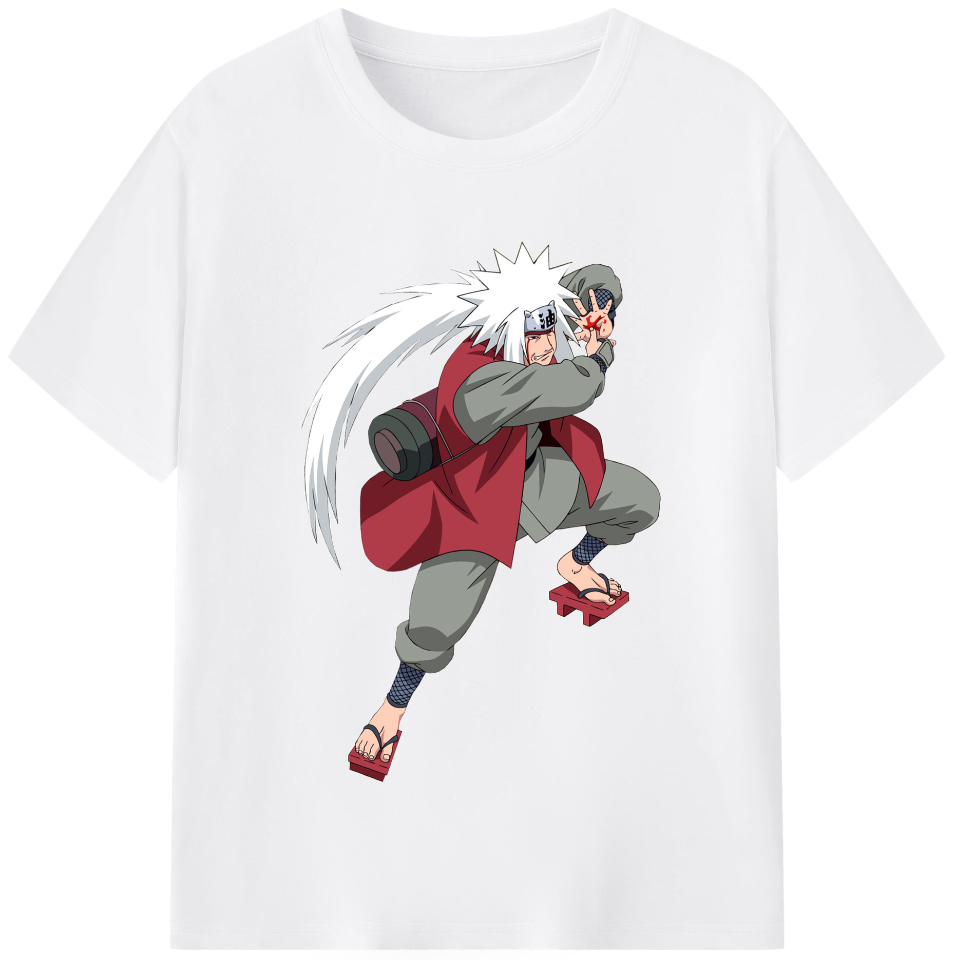 （画像用） NARUTO -ナルト- 自来也（じらいや） Jiraiya 綿100％半袖Tシャツ（フロントプリント）
