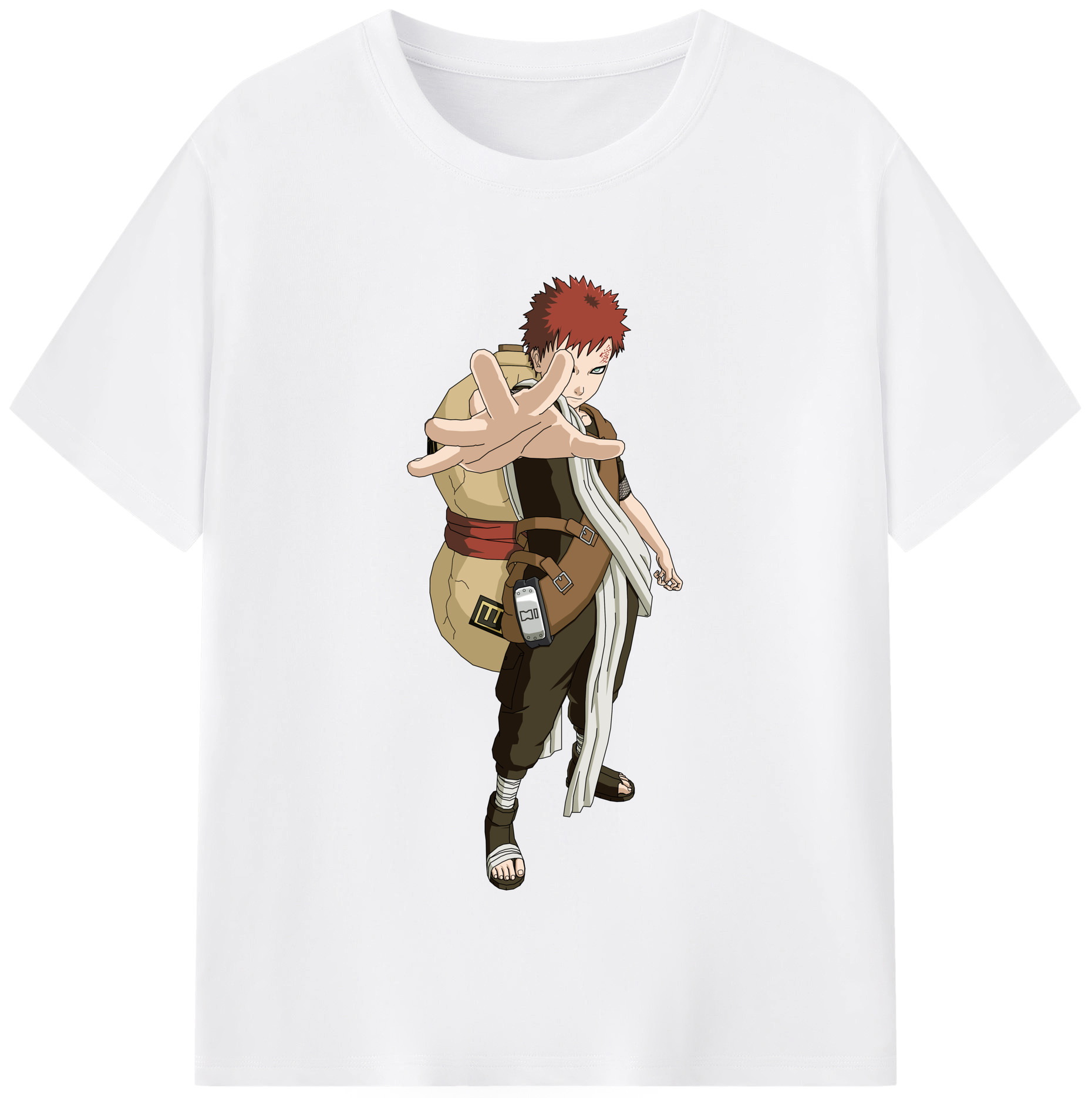 （画像用） NARUTO -ナルト- ガアラ Gaara 綿100％半袖Tシャツ（フロントプリント）