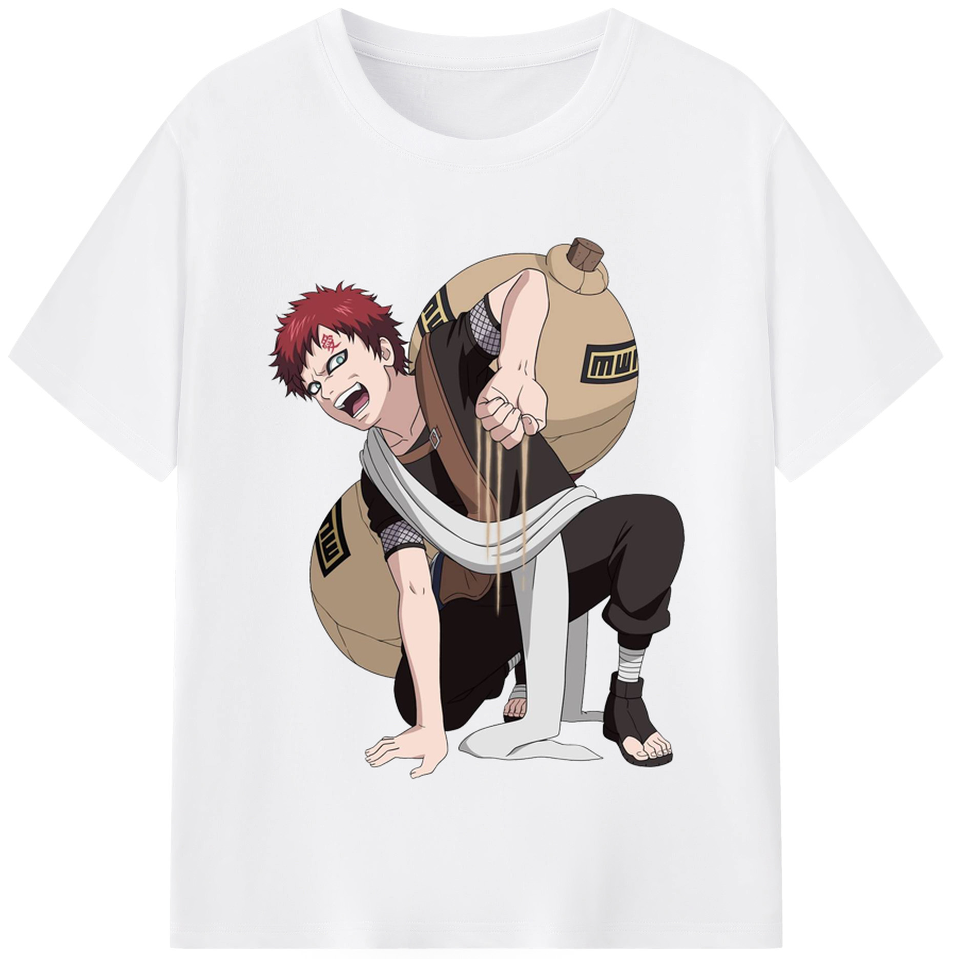 （画像用） NARUTO -ナルト- ガアラ Gaara 綿100％半袖Tシャツ（フロントプリント）