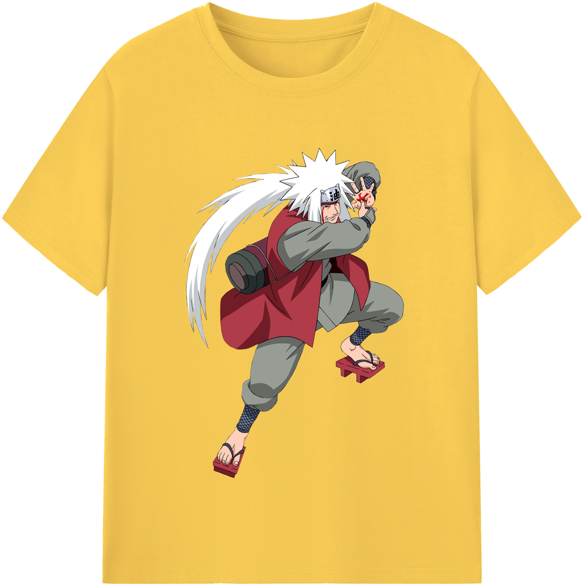 （画像用） NARUTO -ナルト- 自来也（じらいや） Jiraiya 綿100％半袖Tシャツ（フロントプリント）