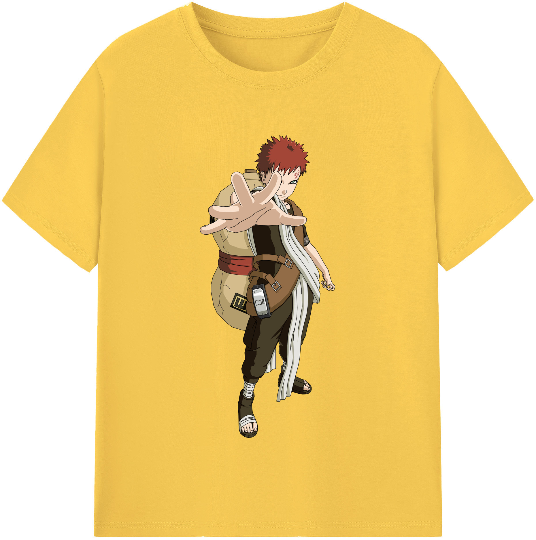 （画像用） NARUTO -ナルト- ガアラ Gaara 綿100％半袖Tシャツ（フロントプリント）