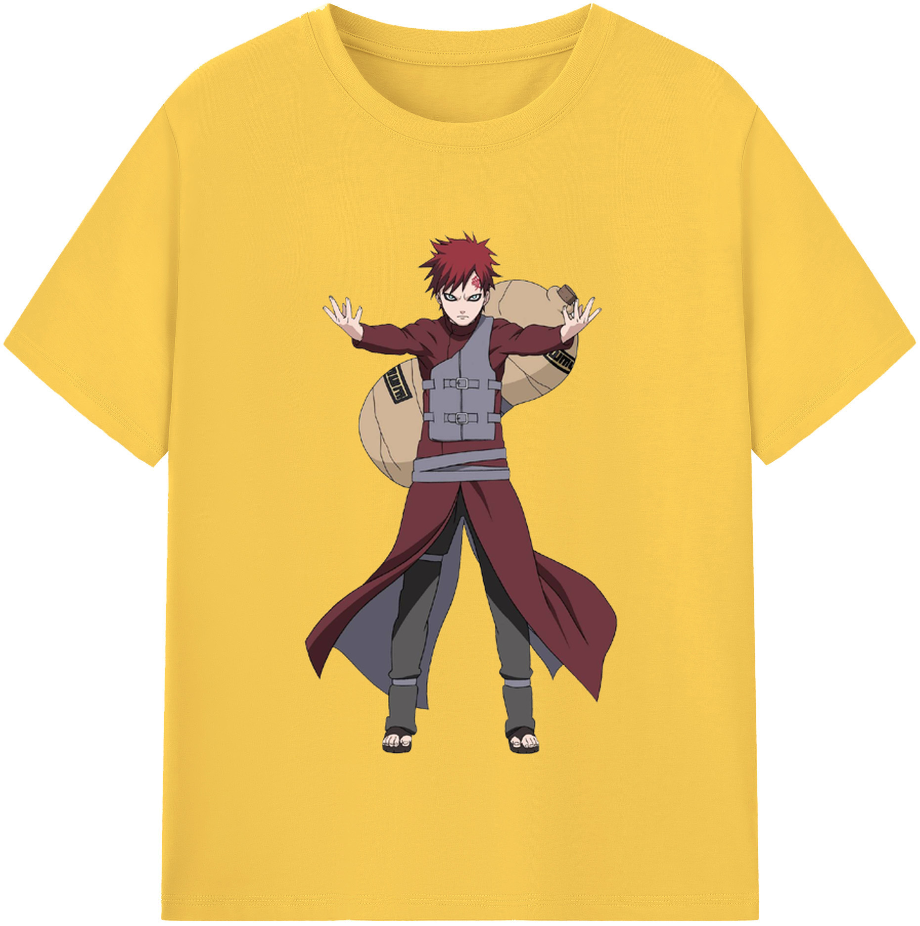 （画像用） NARUTO -ナルト- ガアラ Gaara 綿100％半袖Tシャツ（フロントプリント）