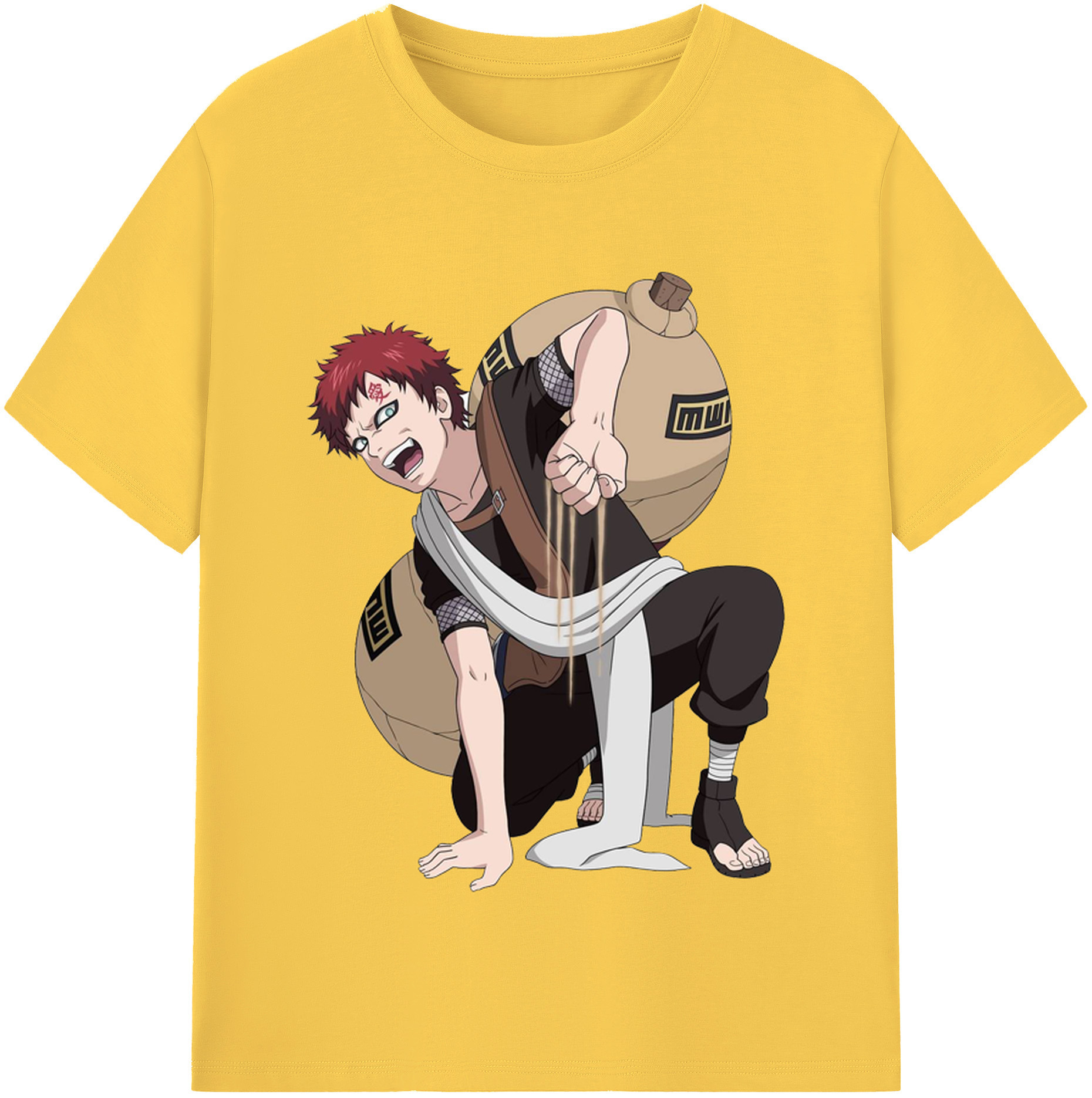 （画像用） NARUTO -ナルト- ガアラ Gaara 綿100％半袖Tシャツ（フロントプリント）